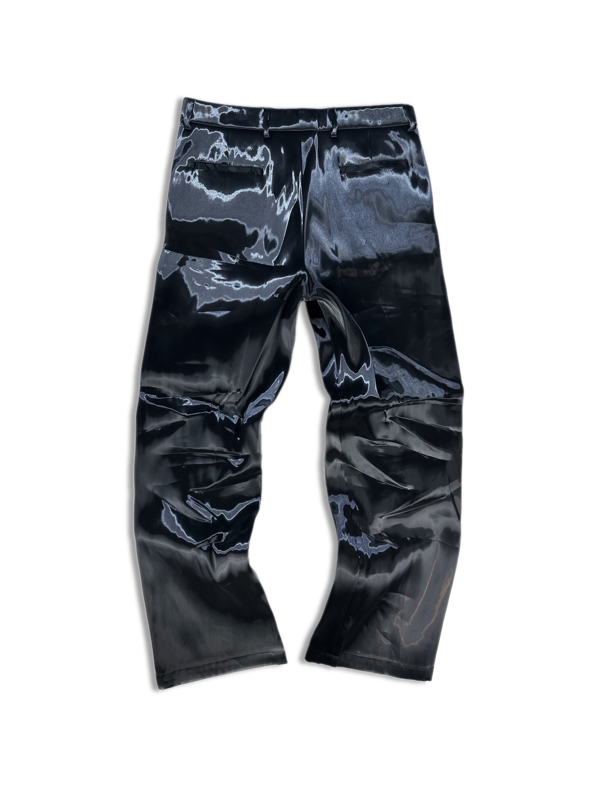 SS23 Heliot Emil ‘Liquid Metal’ Satin Reflective Pants