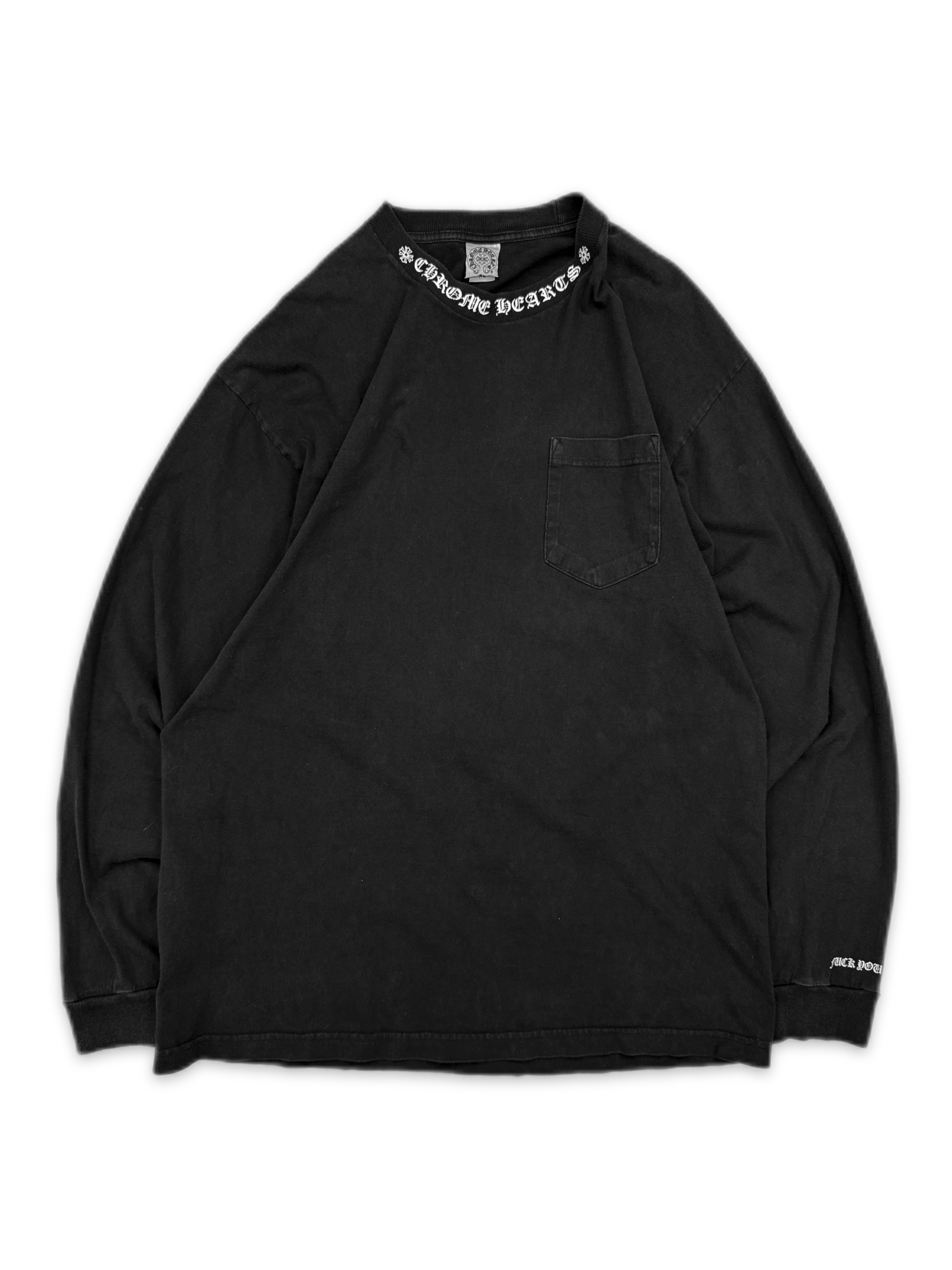 90s Chrome Hearts Vine Dagger Ringer Collar ‘Fuck You’ Long Sleeve