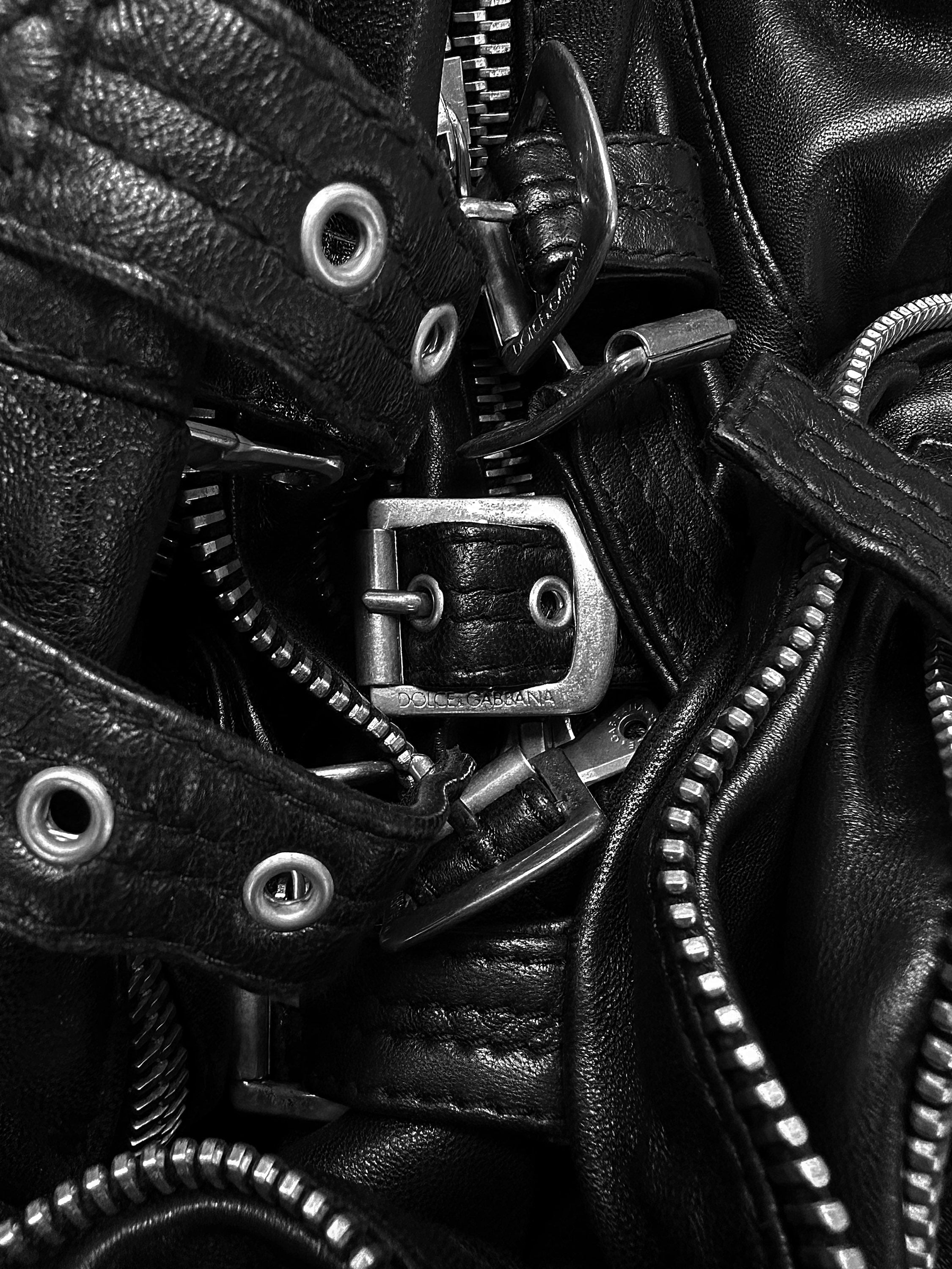 AW03 Dolce &amp; Gabbana ‘Bondage’ Sheepskin Belted Biker Pants