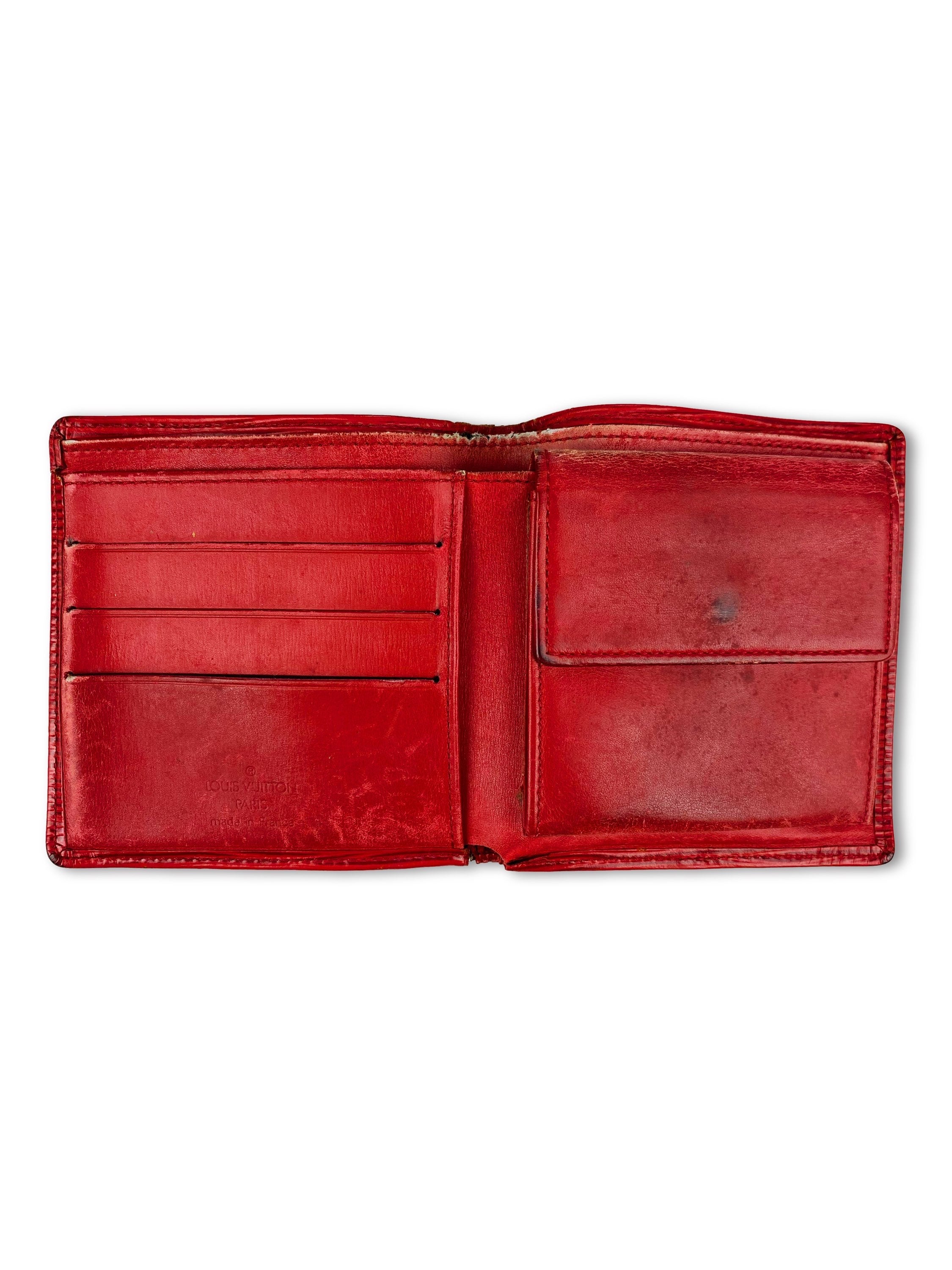 Louis Vuitton Cherry Red Epi Embossed LV Logo Bifold Wallet