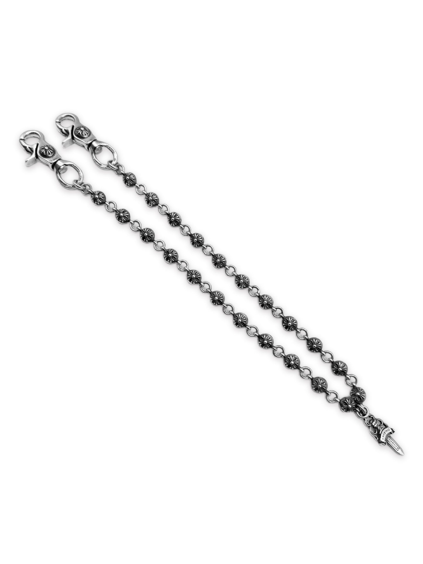 Chrome Hearts Dagger Pendant 22 Link Cross Ball Double Lobster Wallet Chain