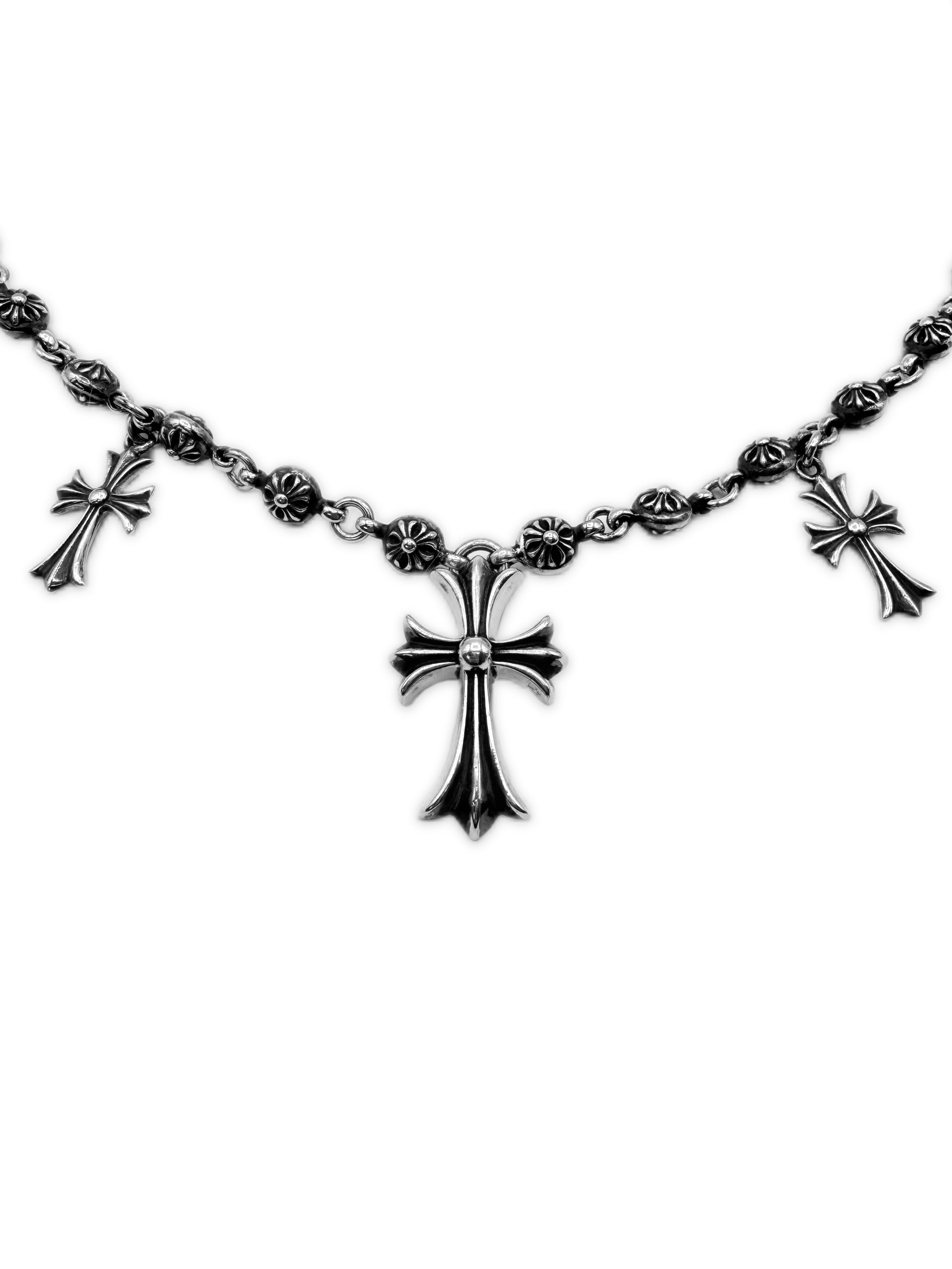 Chrome Hearts Cross Pendant 28 in Cross Ball . Double Lobster Wallet Chain