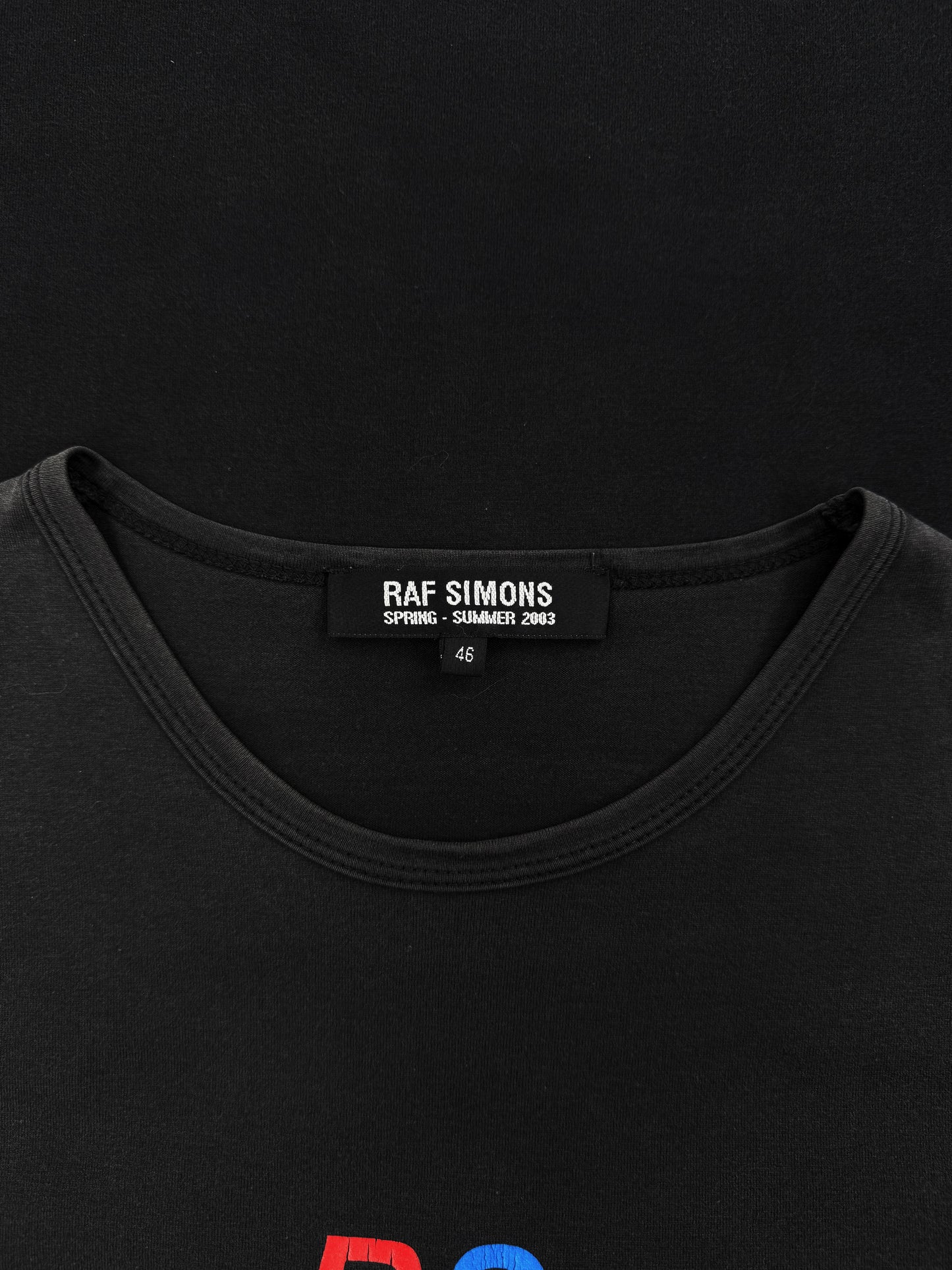 SS03 Raf Simons ‘Resisted’ Consumed Skin Fitting Black Graphic T-Shirt