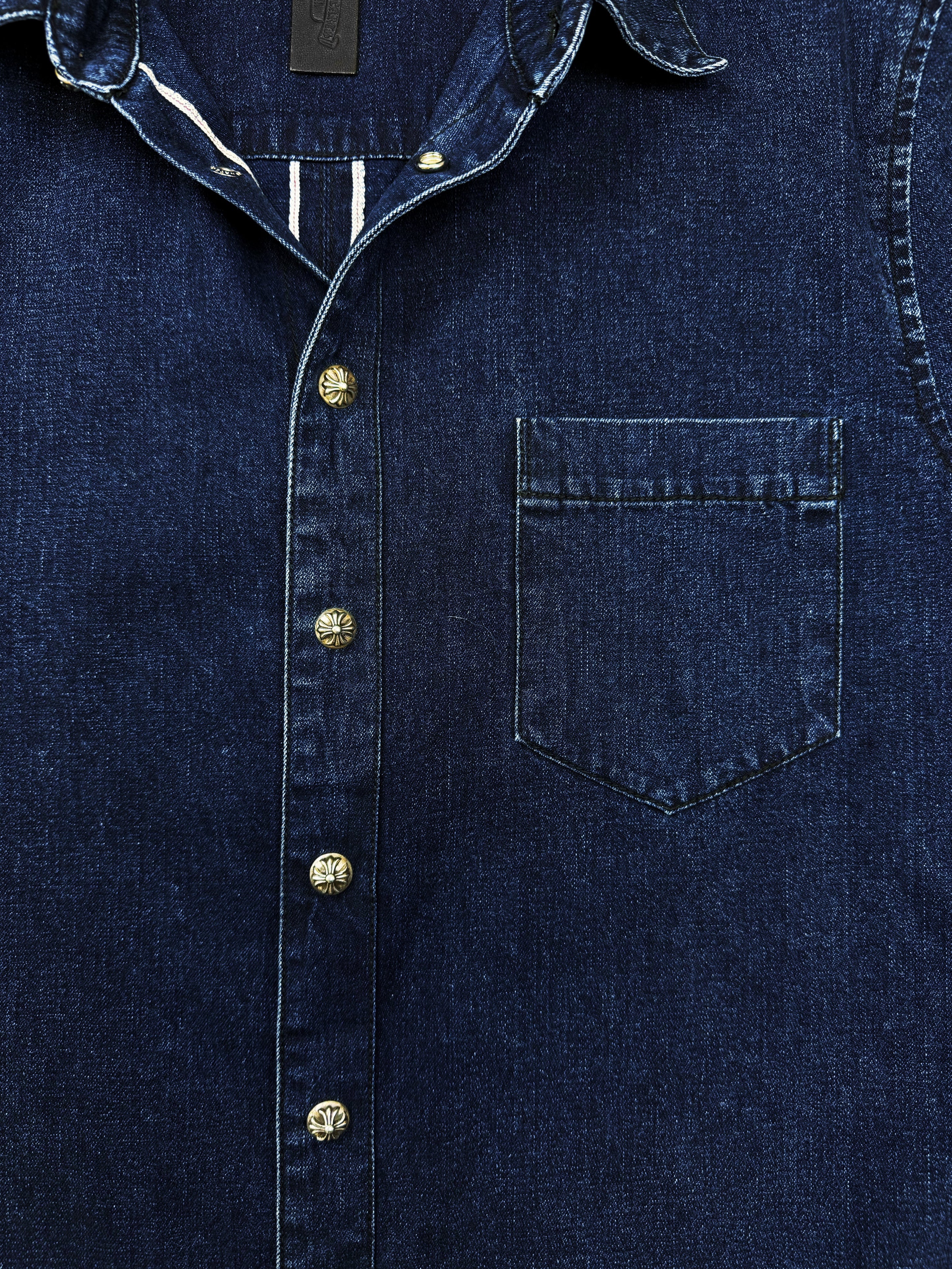 Chrome Hearts Loose Ends Cross Patch Selvedge Denim Shirt