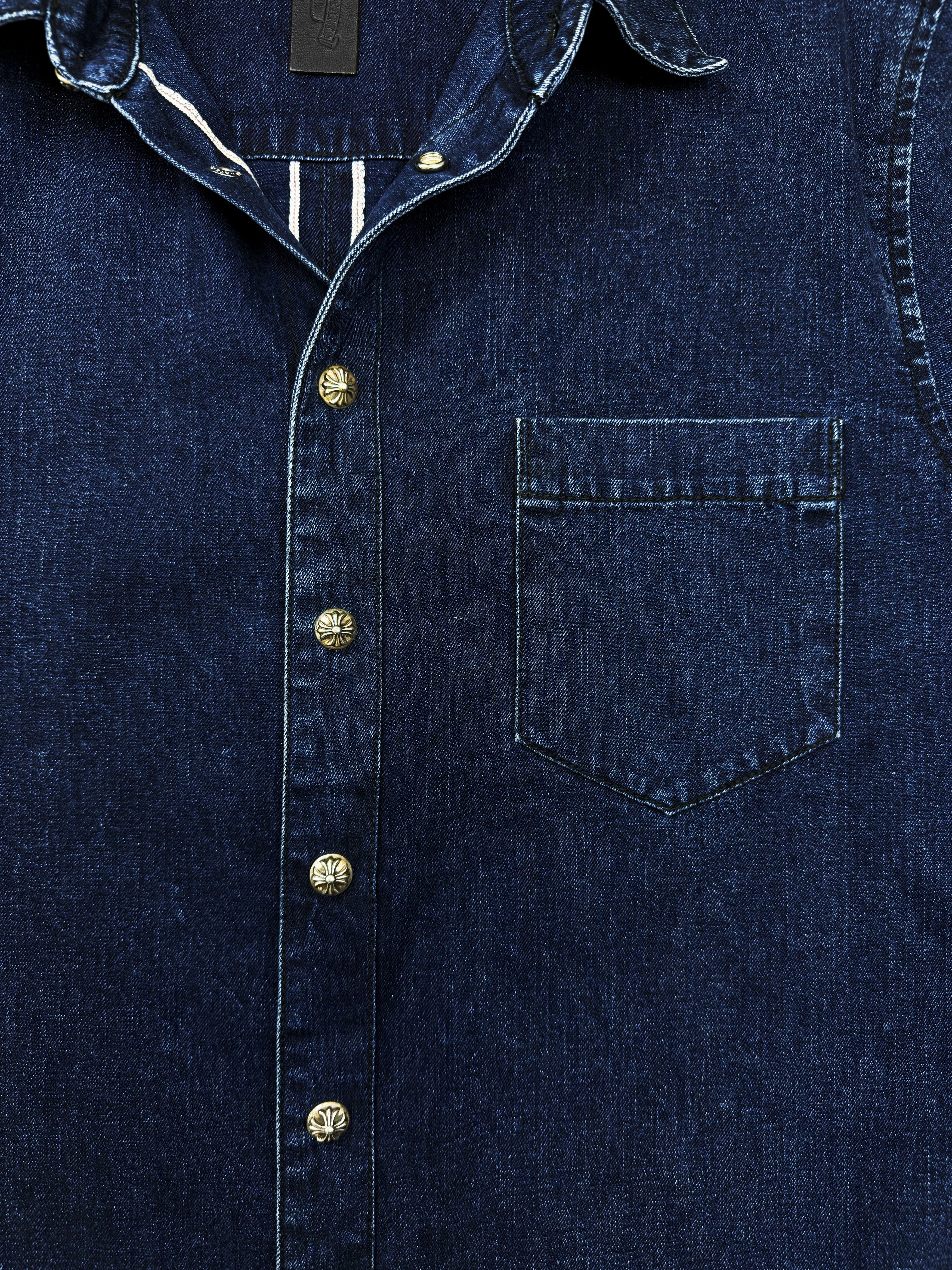 Chrome Hearts Loose Ends Cross Patch Selvedge Denim Shirt