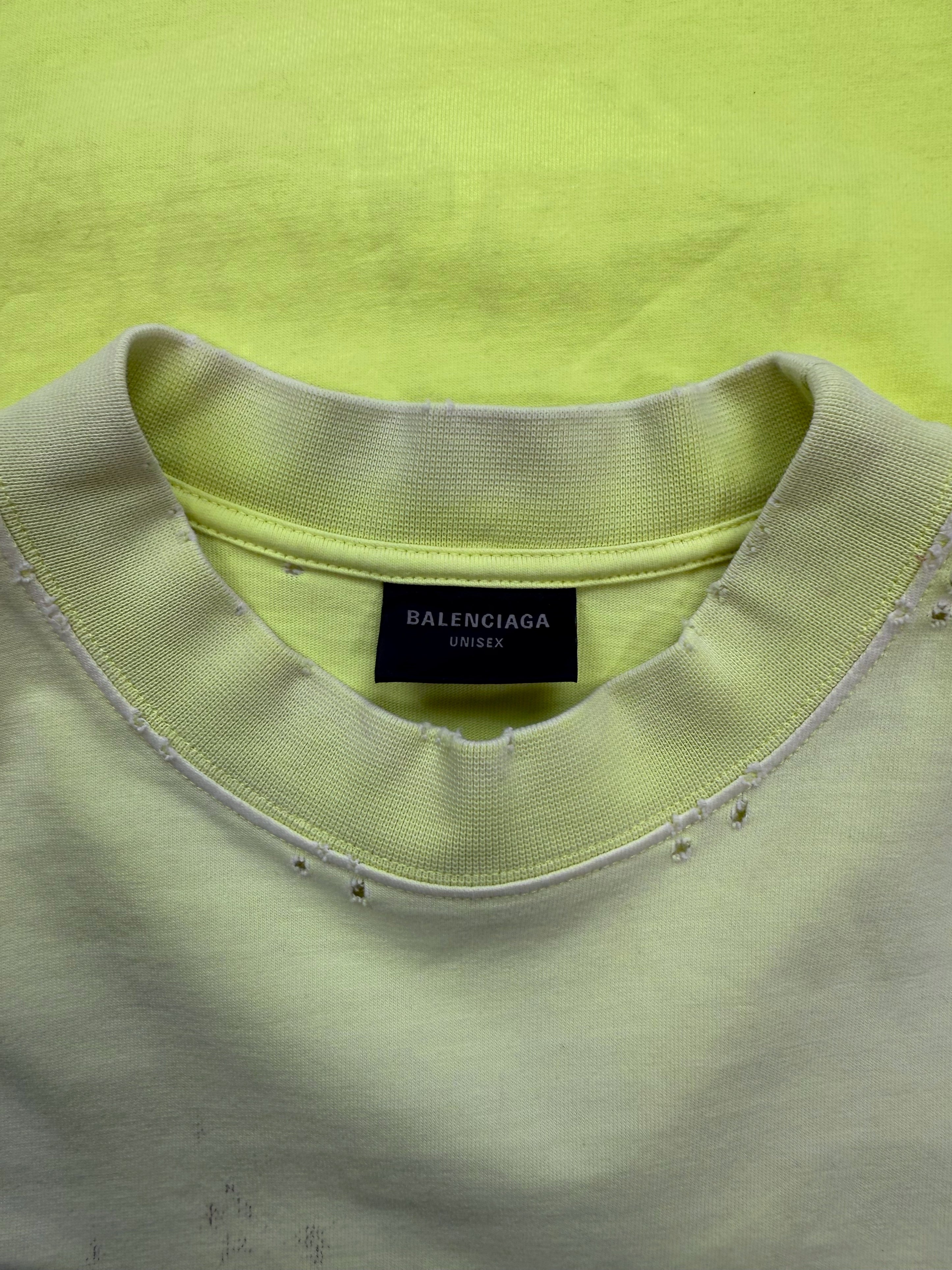 SS23 Balenciaga ‘Tape’ Neon Logo BB Yellow T-Shirt