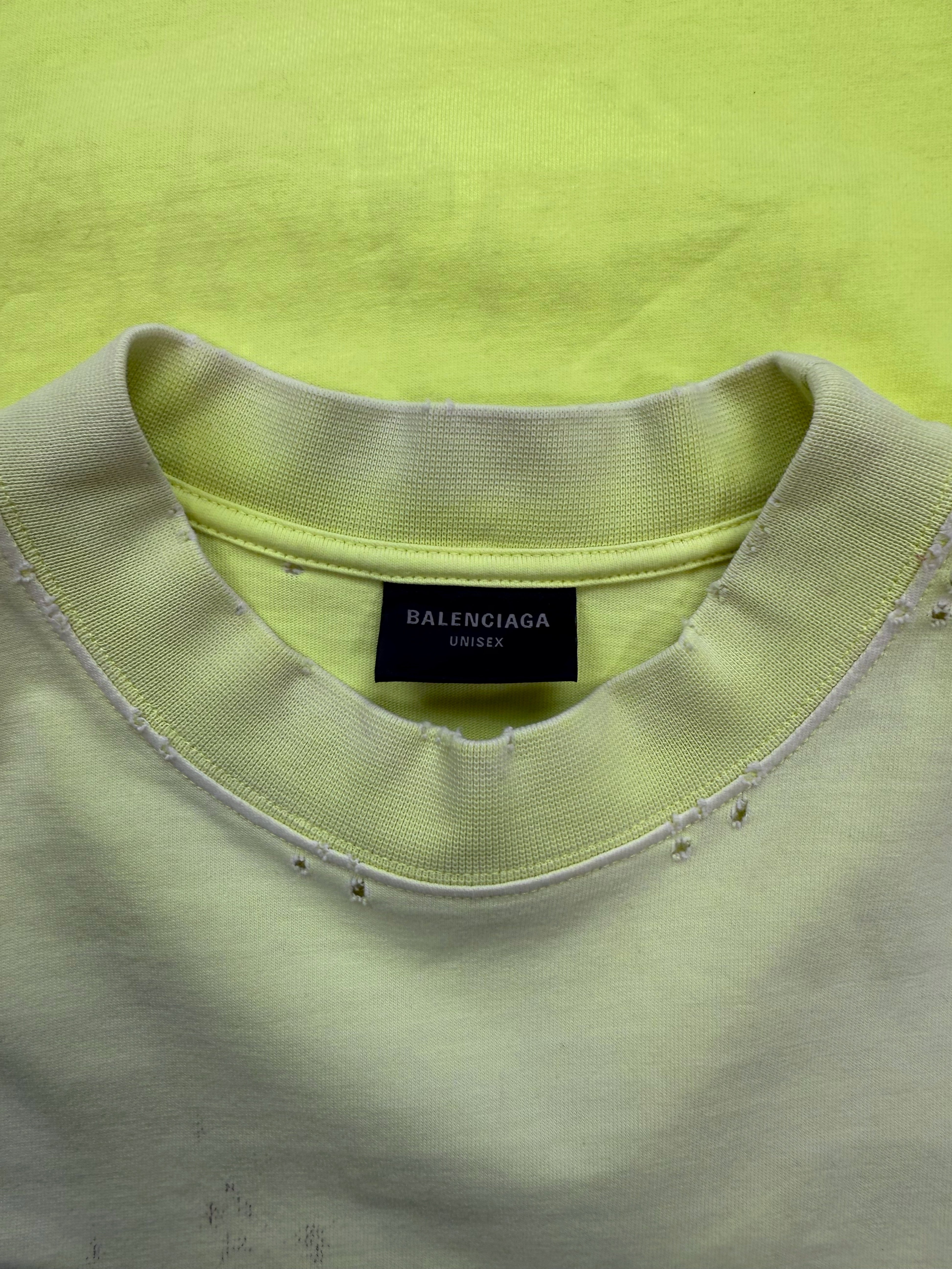 SS23 Balenciaga ‘Tape’ Neon Logo BB Yellow T-Shirt
