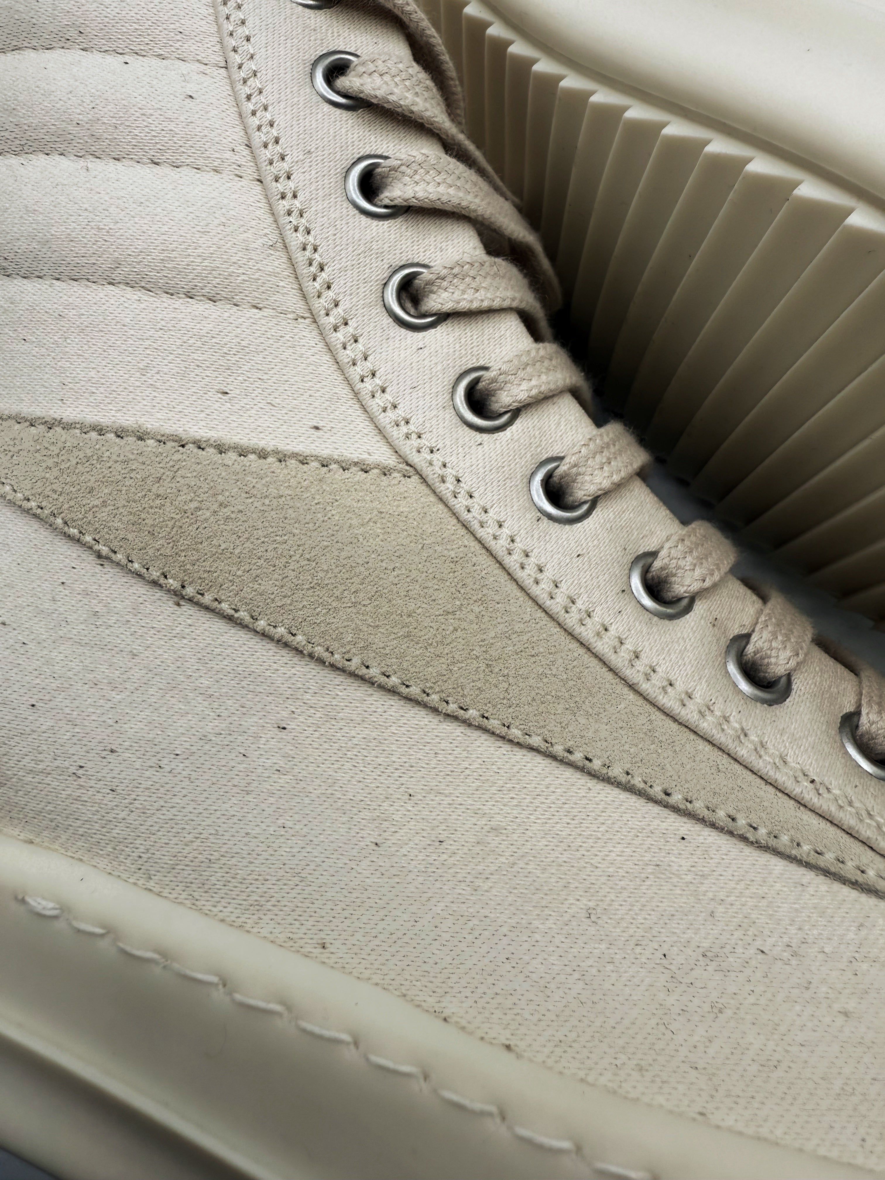 Rick Owens ‘Vans’ Lido Hi-top Beige Canvas Sneakers