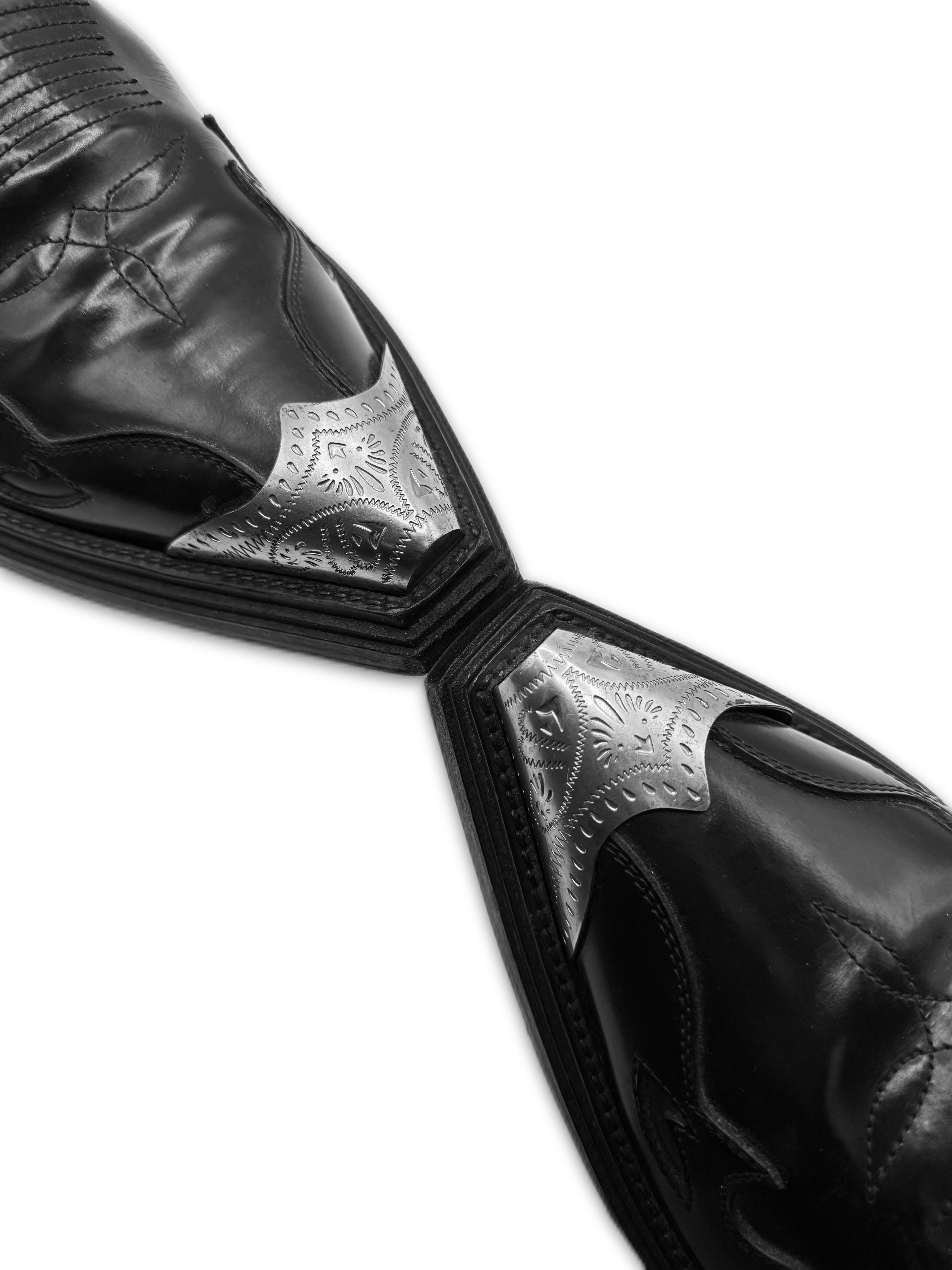 SS19 Balenciaga ‘Santiag’ Metal Toe Harness Western Leather Boots