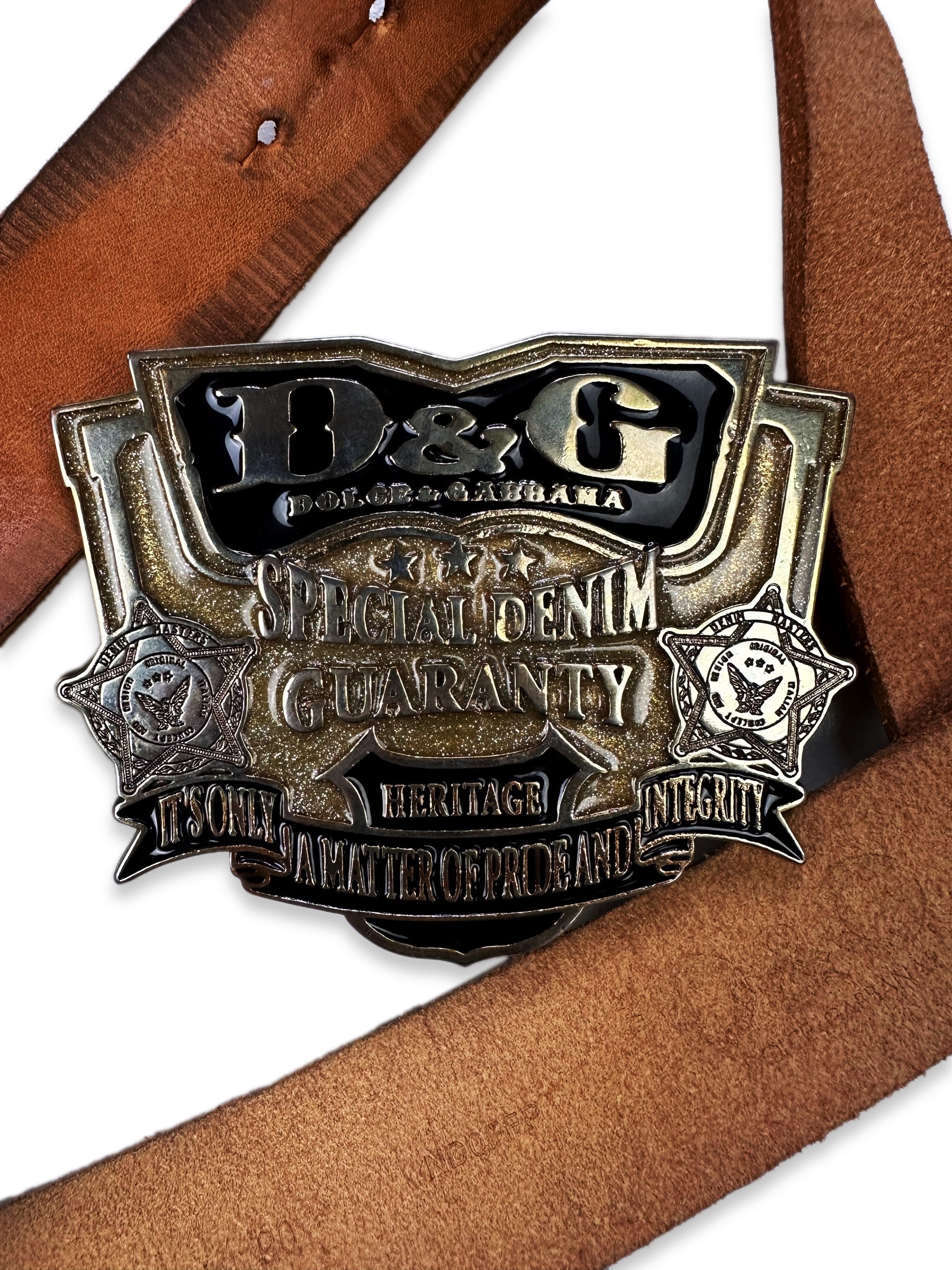 00s Dolce & Gabbana ‘Special Denim’ Buckle Leather Belt