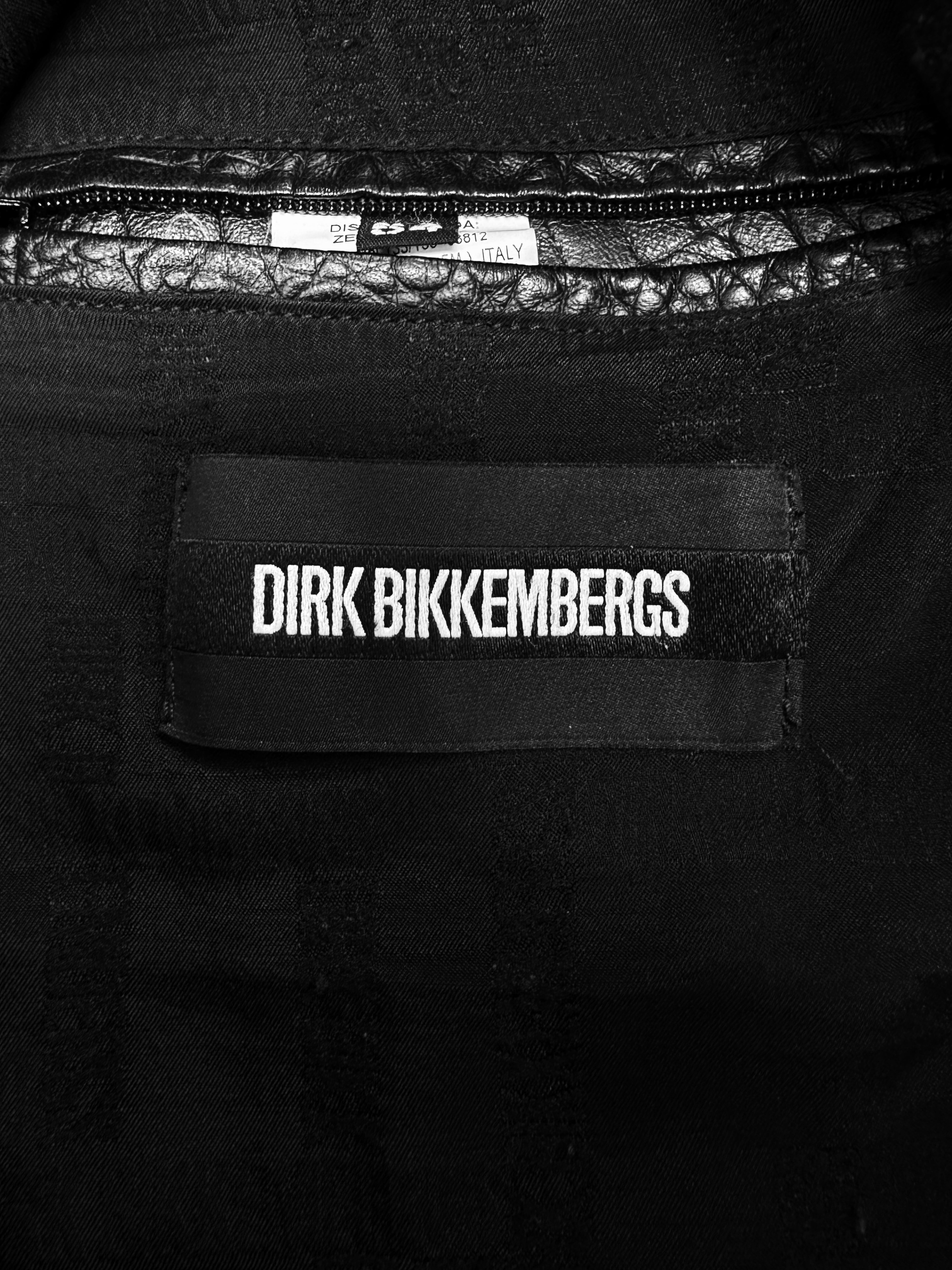Dirk Bikkembergs Crocodile Print Black Leather Biker Jacket
