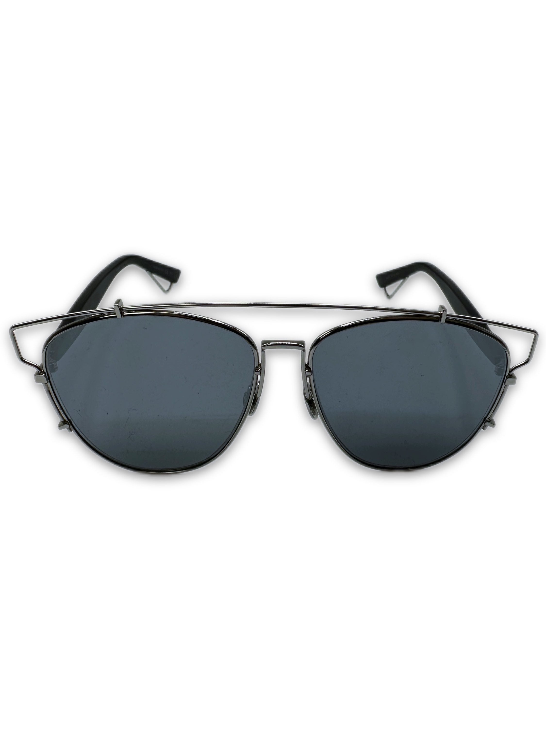 00s Dior Homme Blue Tint Metallic Aviator Sunglasses