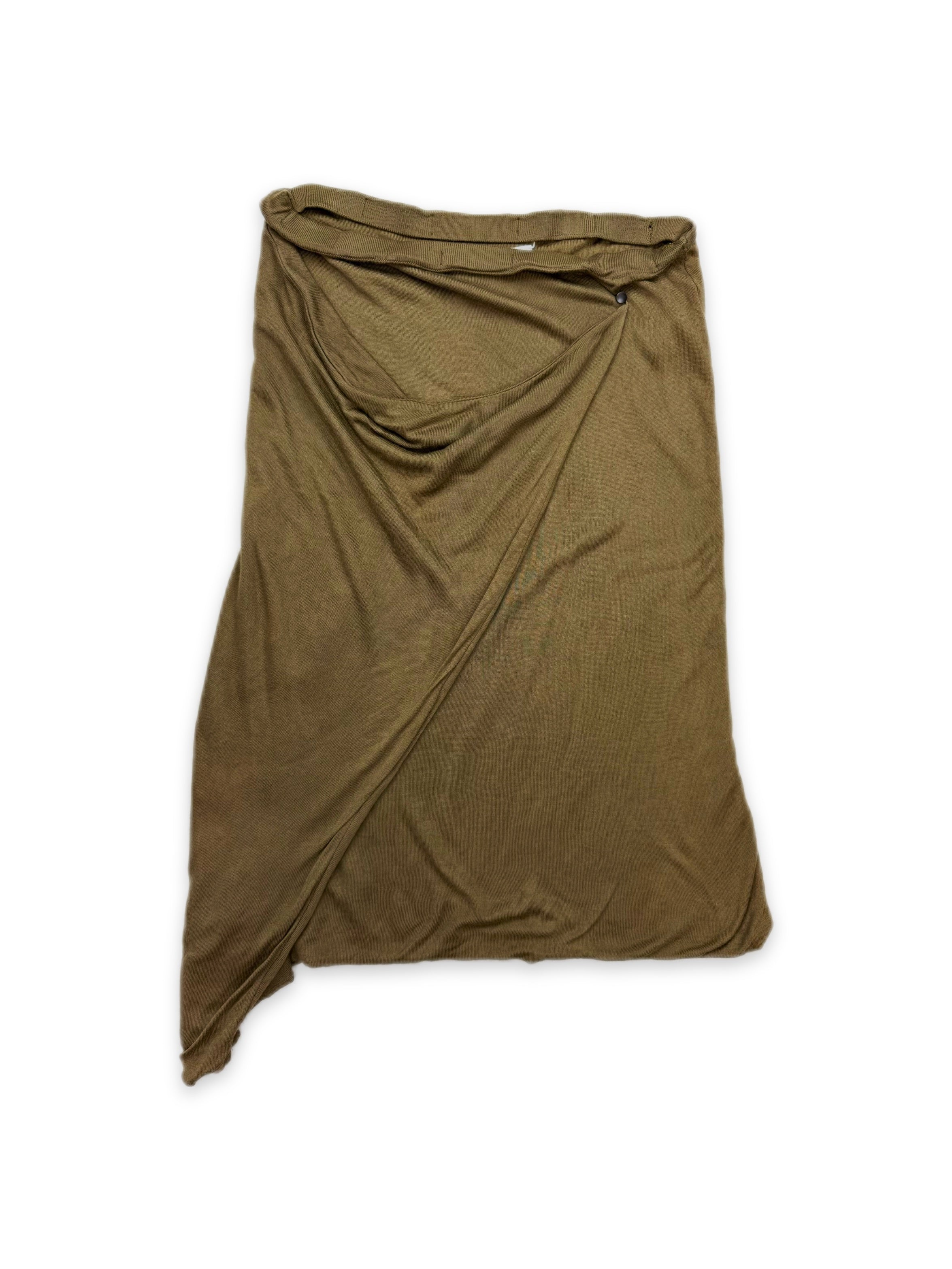 SS08 Maison Margiela 1 Asymmetrical Wrapped Olive Midi Skirt