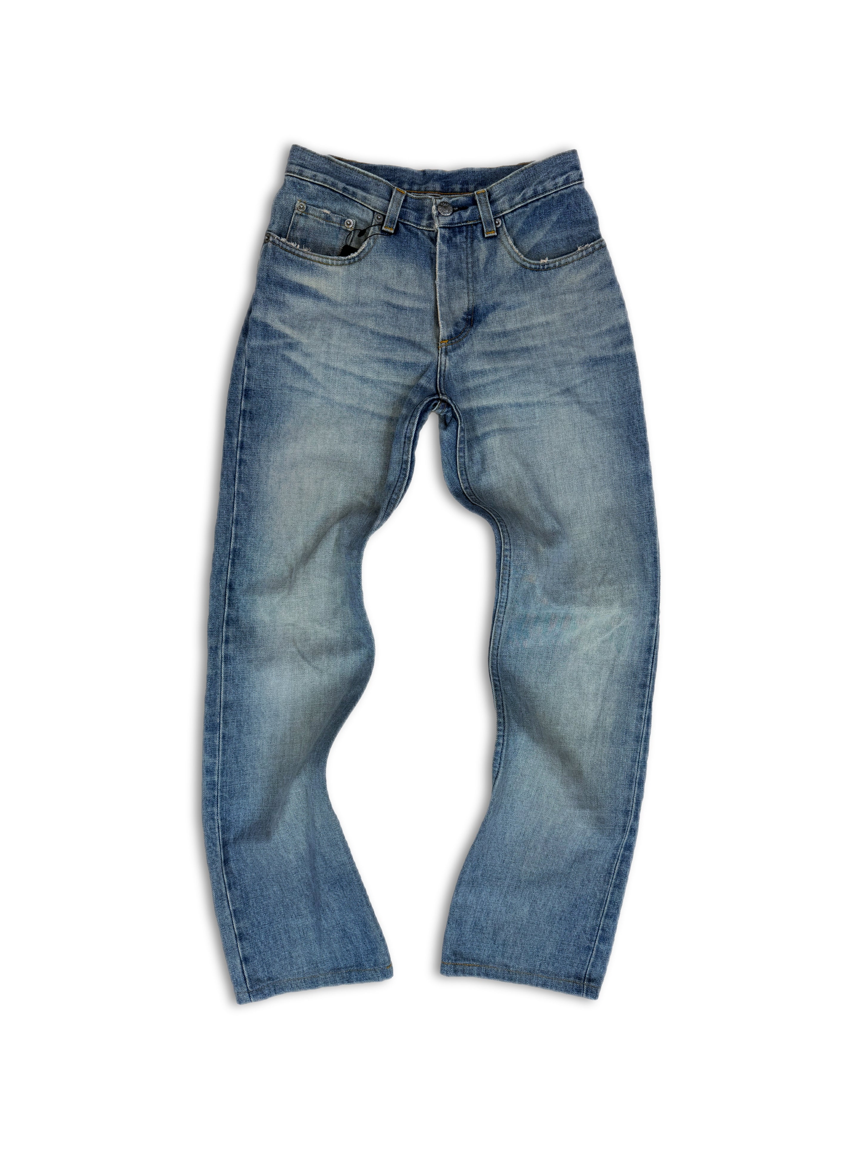 90s Helmut Lang Vintage Sanded Broken Wash Blue Denim