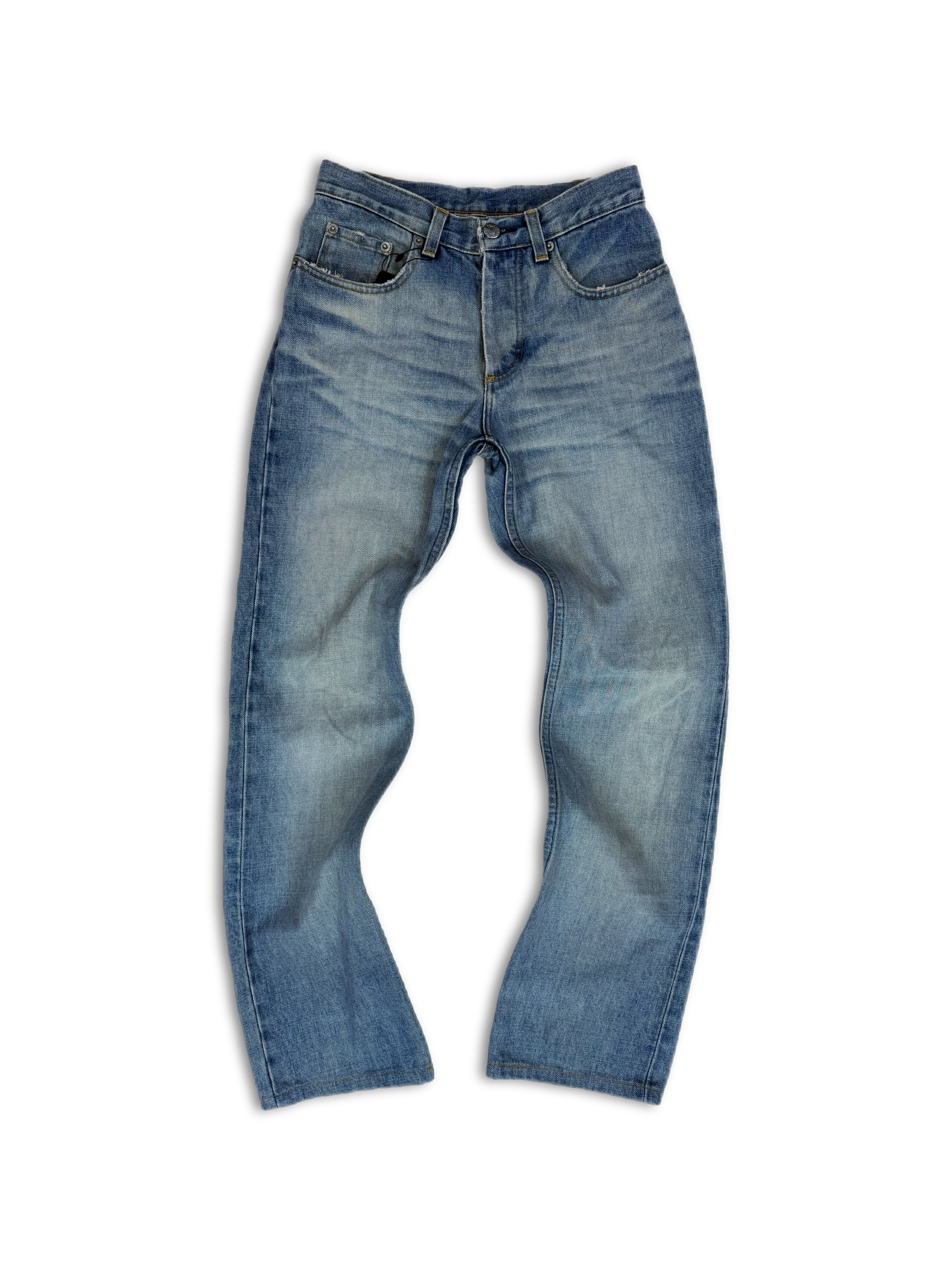 90s Helmut Lang Vintage Sanded Broken Wash Blue Denim
