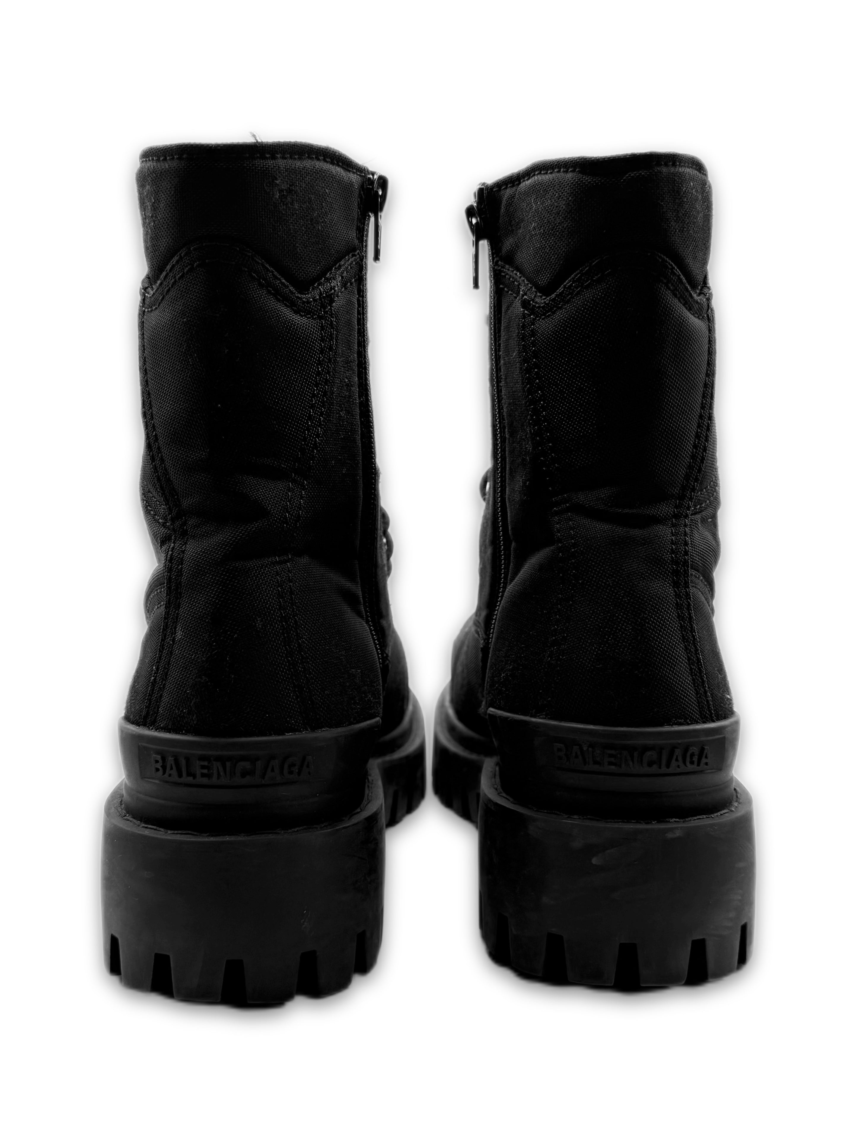 Balenciaga Canvas ‘Strike’ Black Hi-top Combat Boots