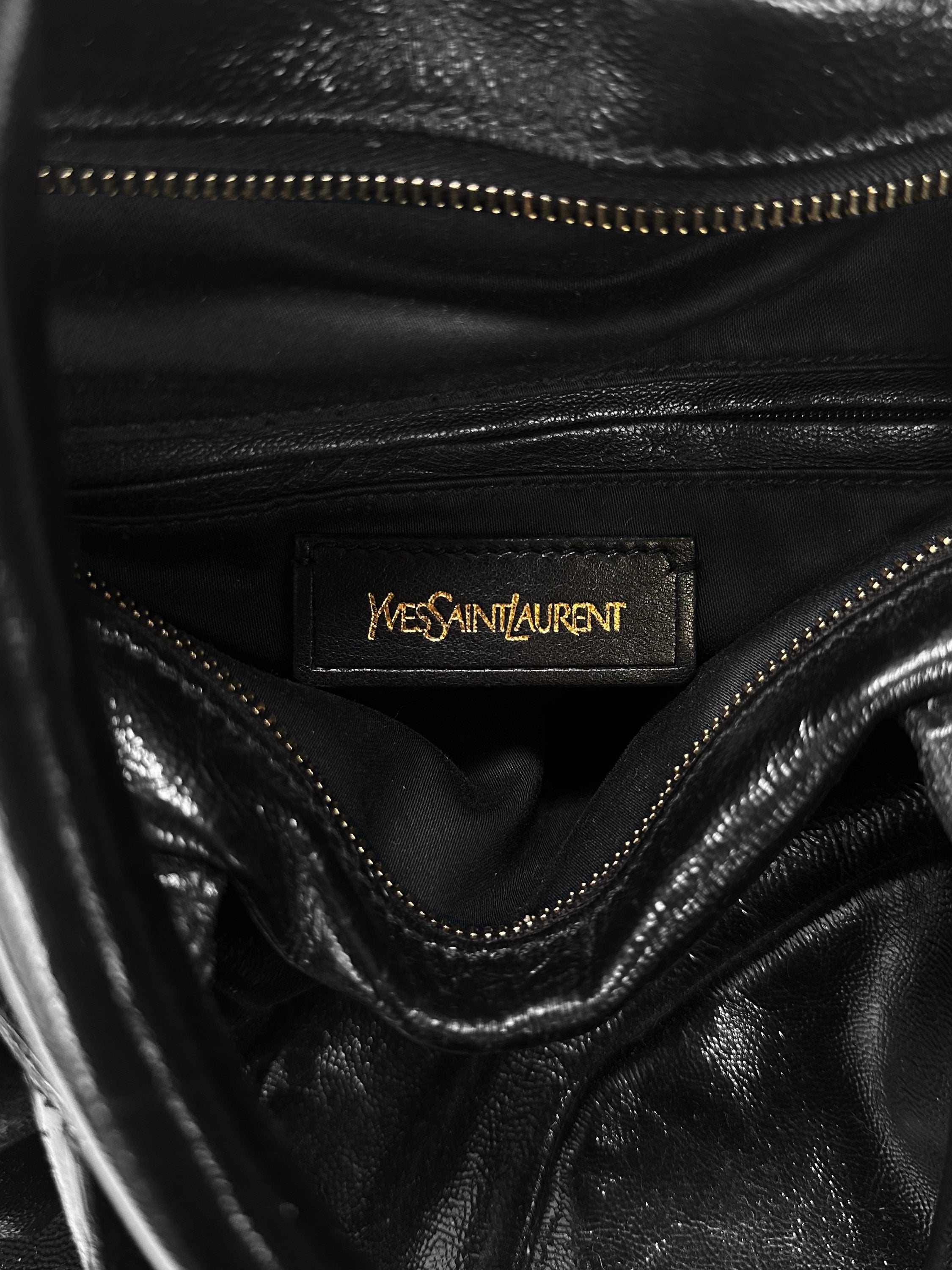 Yves Saint Laurent Patent Leather Gold Hardware Hand Bag
