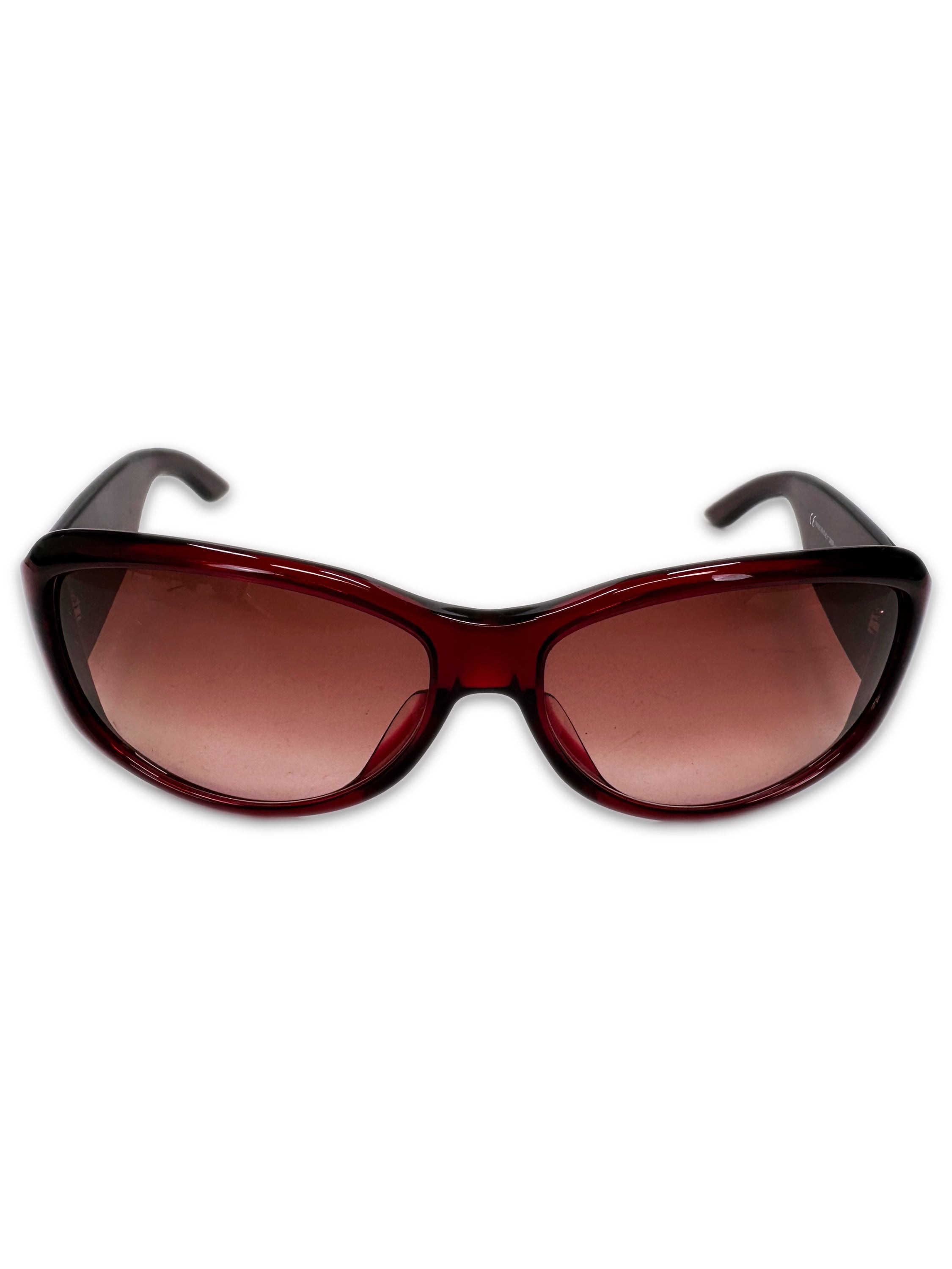 00s Dior ‘Spellout Logo’ Red Tint Rounded Sunglasses
