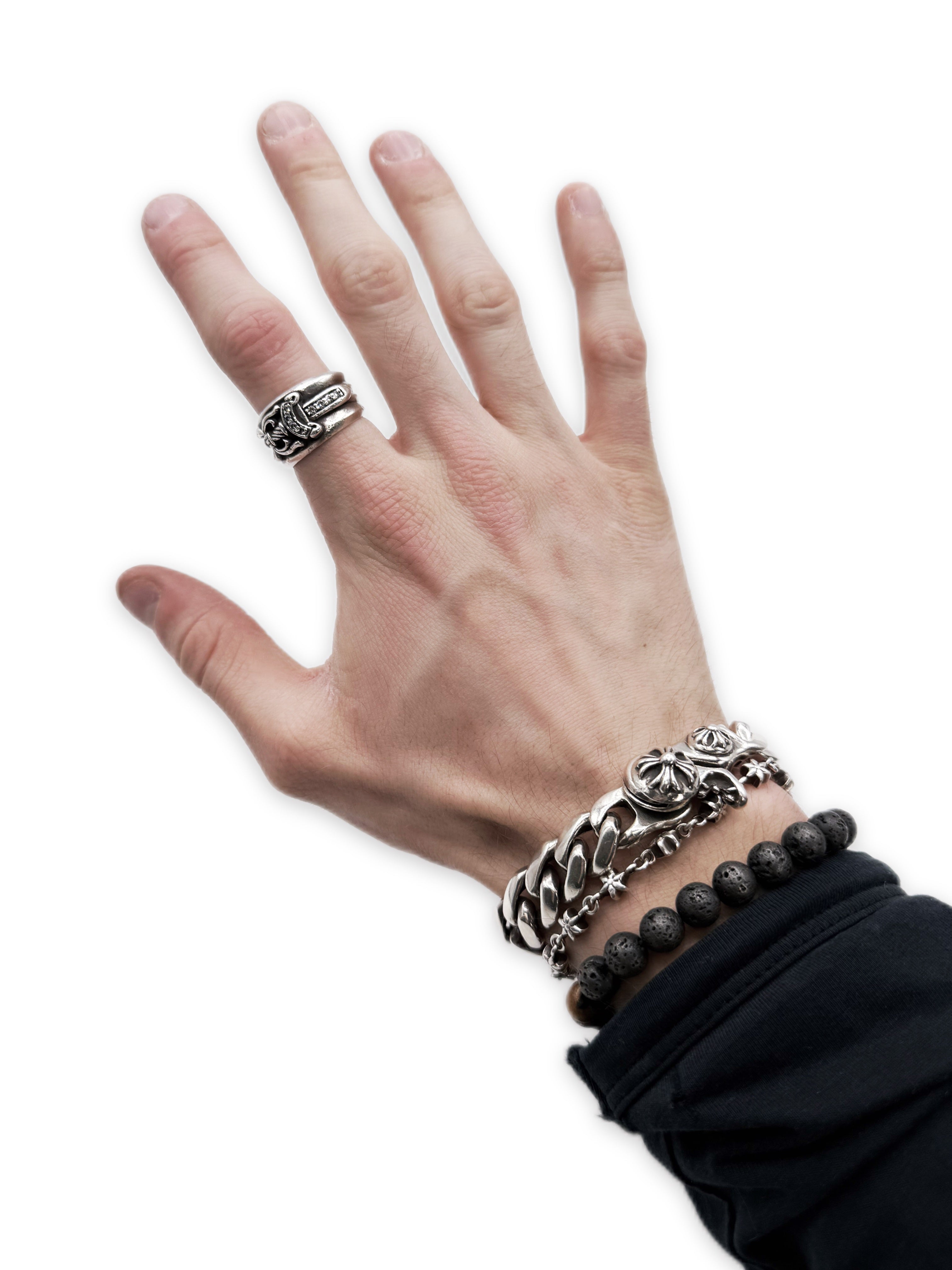 Chrome Hearts Factory Diamond Set Pavé .925 Silver Dagger Ring