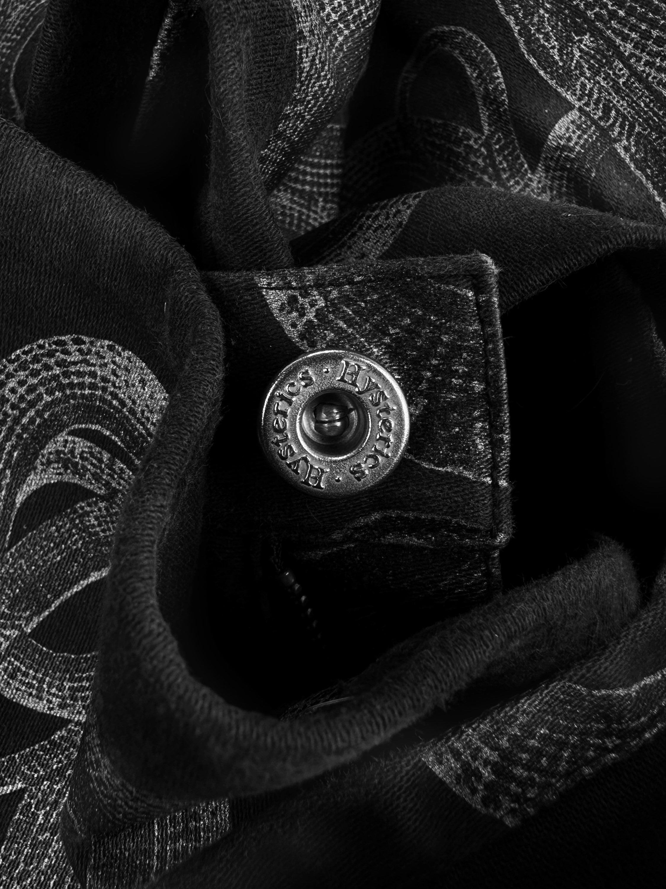 SS98 Hysteric Glamour ‘Snake’ Spiral Motif Black Denim