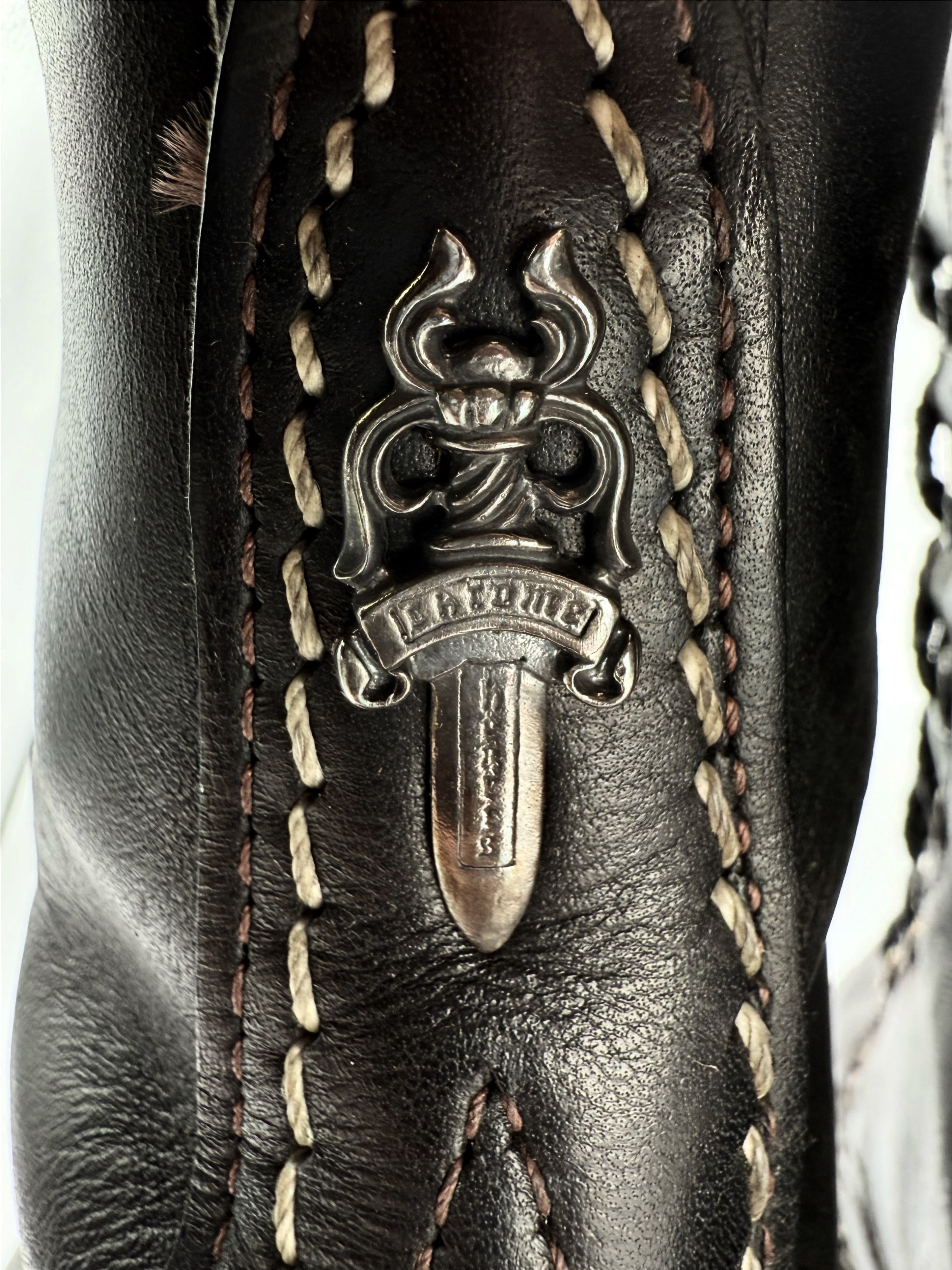 Chrome Hearts x Wesco Front Dagger Zip Leather Fireman Boots