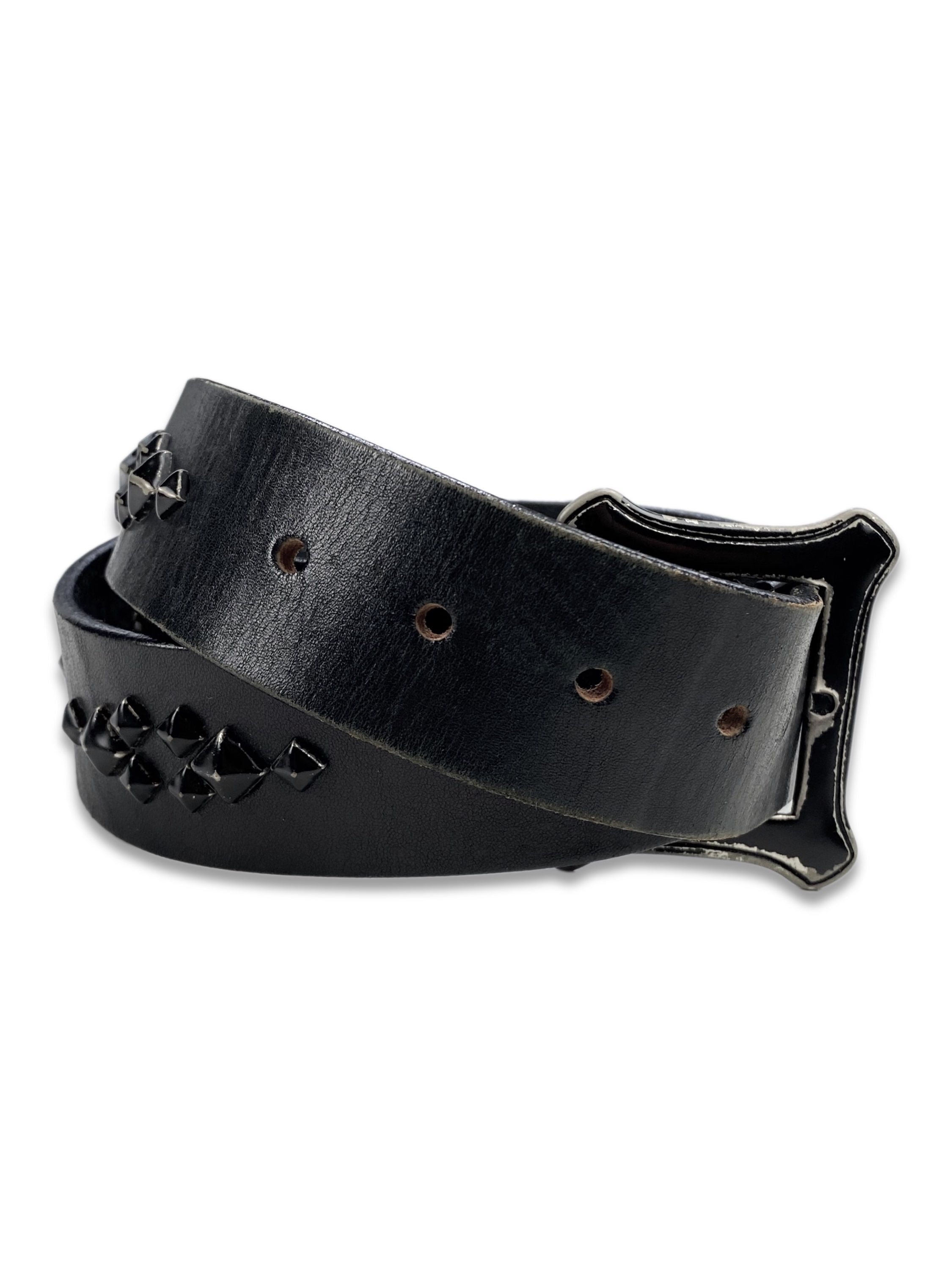 Yohji Yamamoto Y’s For Men Black Studded Square Buckle Belt