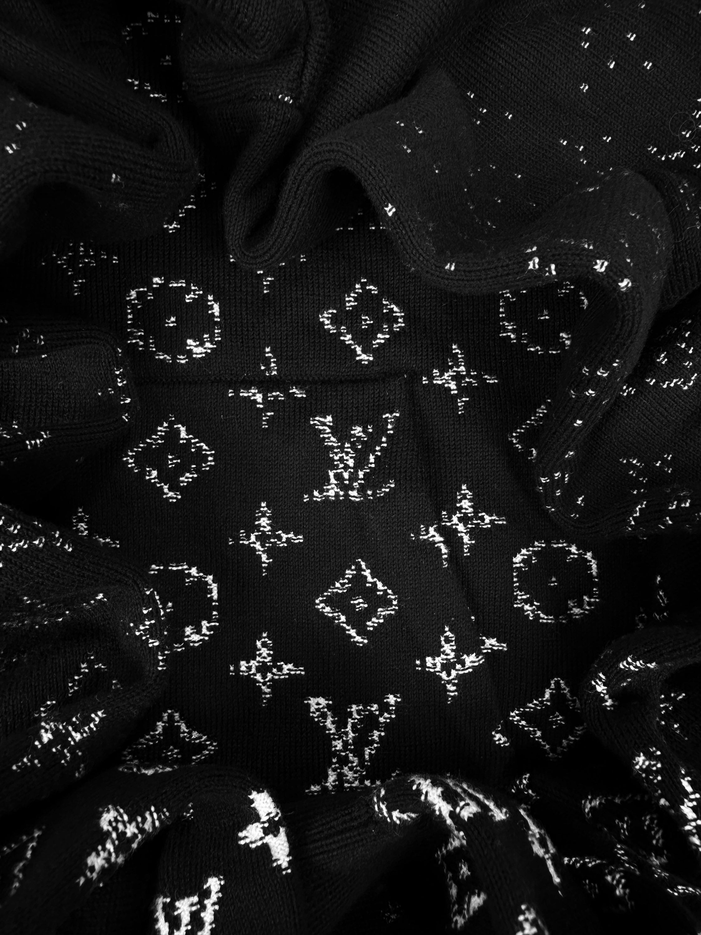 AW22 Louis Vuitton ‘Monogram’ Black Gradient Knitted Hoodie