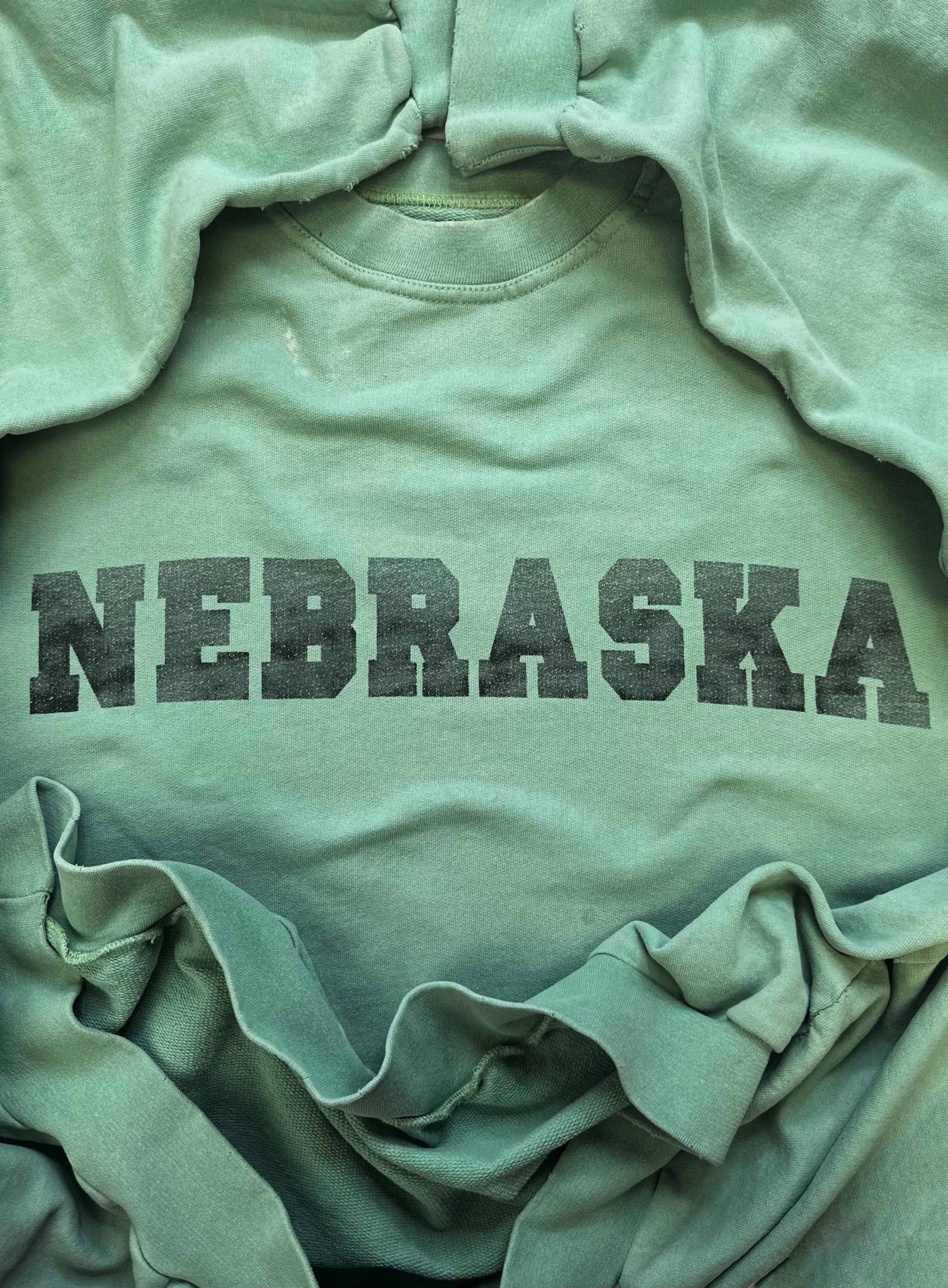 AW02 RAF SIMONS 'NEBRASKA' MINT COLLEGIATE LOGO CREWNECK