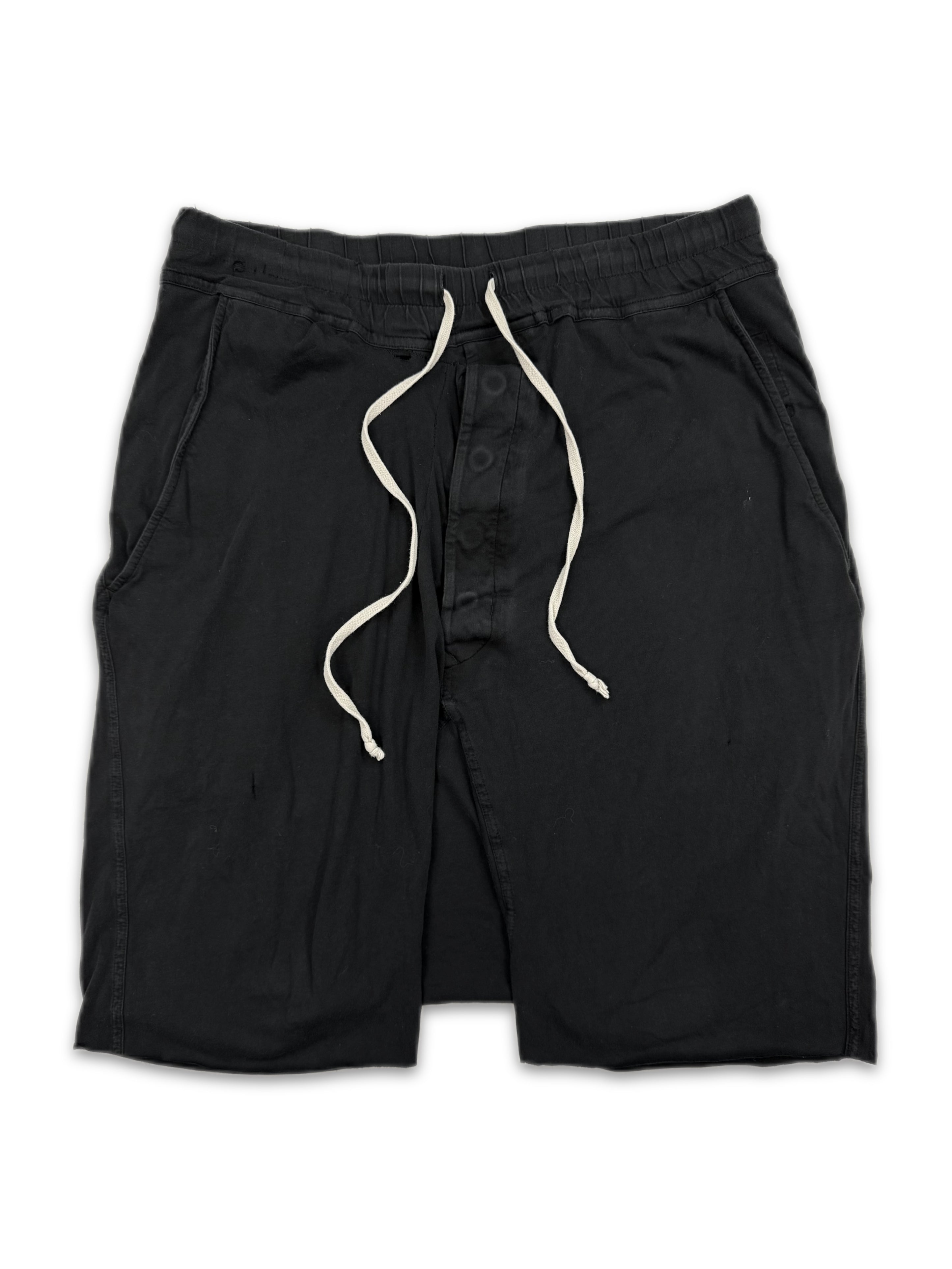 Rick Owens ‘Pod’ Drop Crotch Elasticated Black Shorts