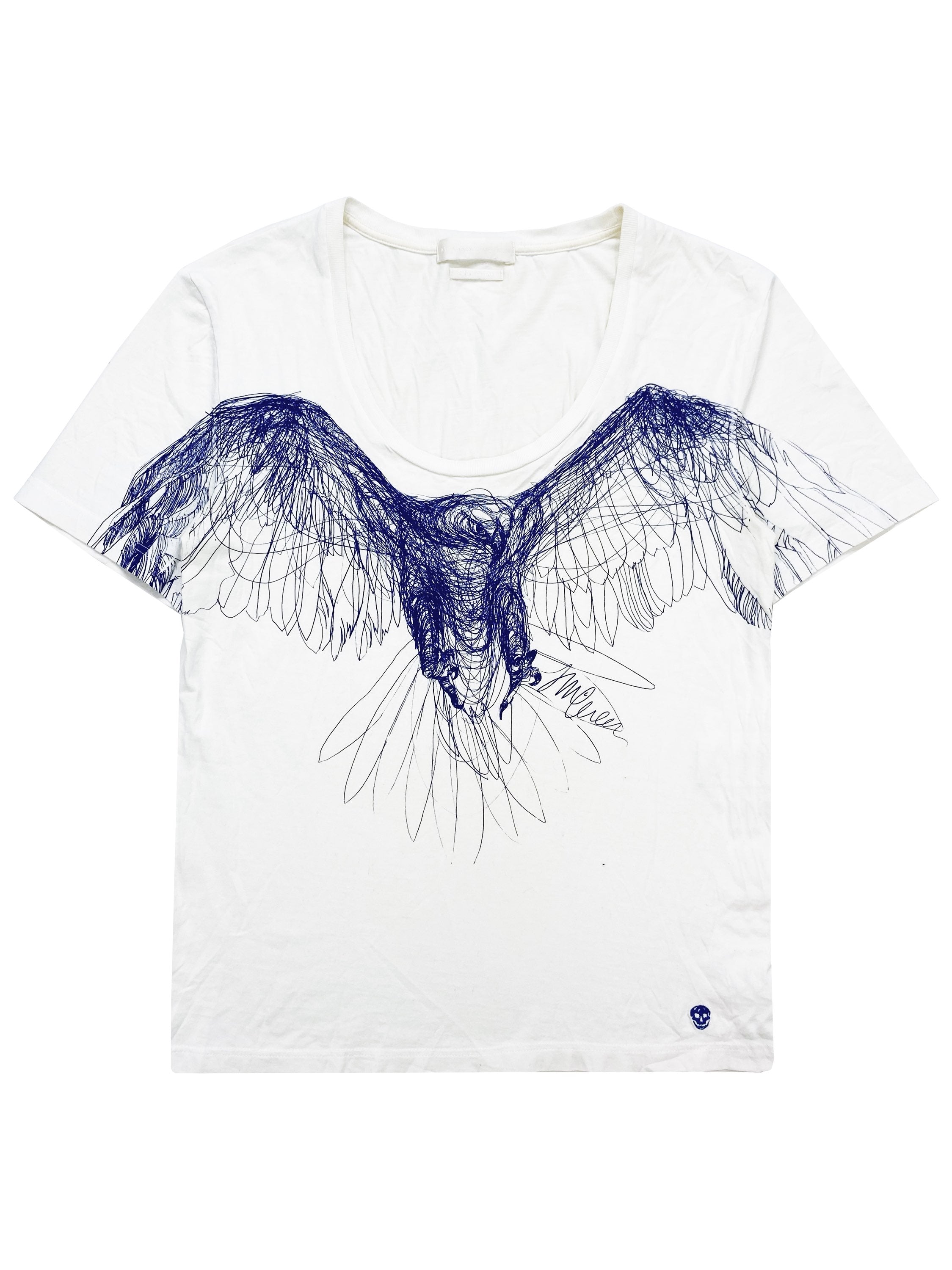 Alexander McQueen Scribble Print Eagle Graphic White T-Shirt