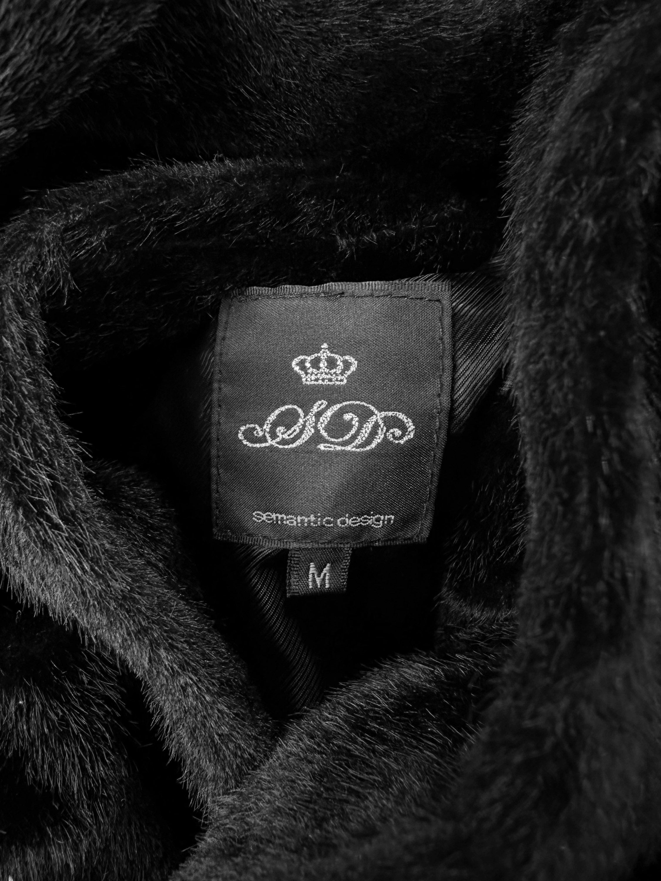 00s Semantic Design Black Fur Leather Clasp Jacket