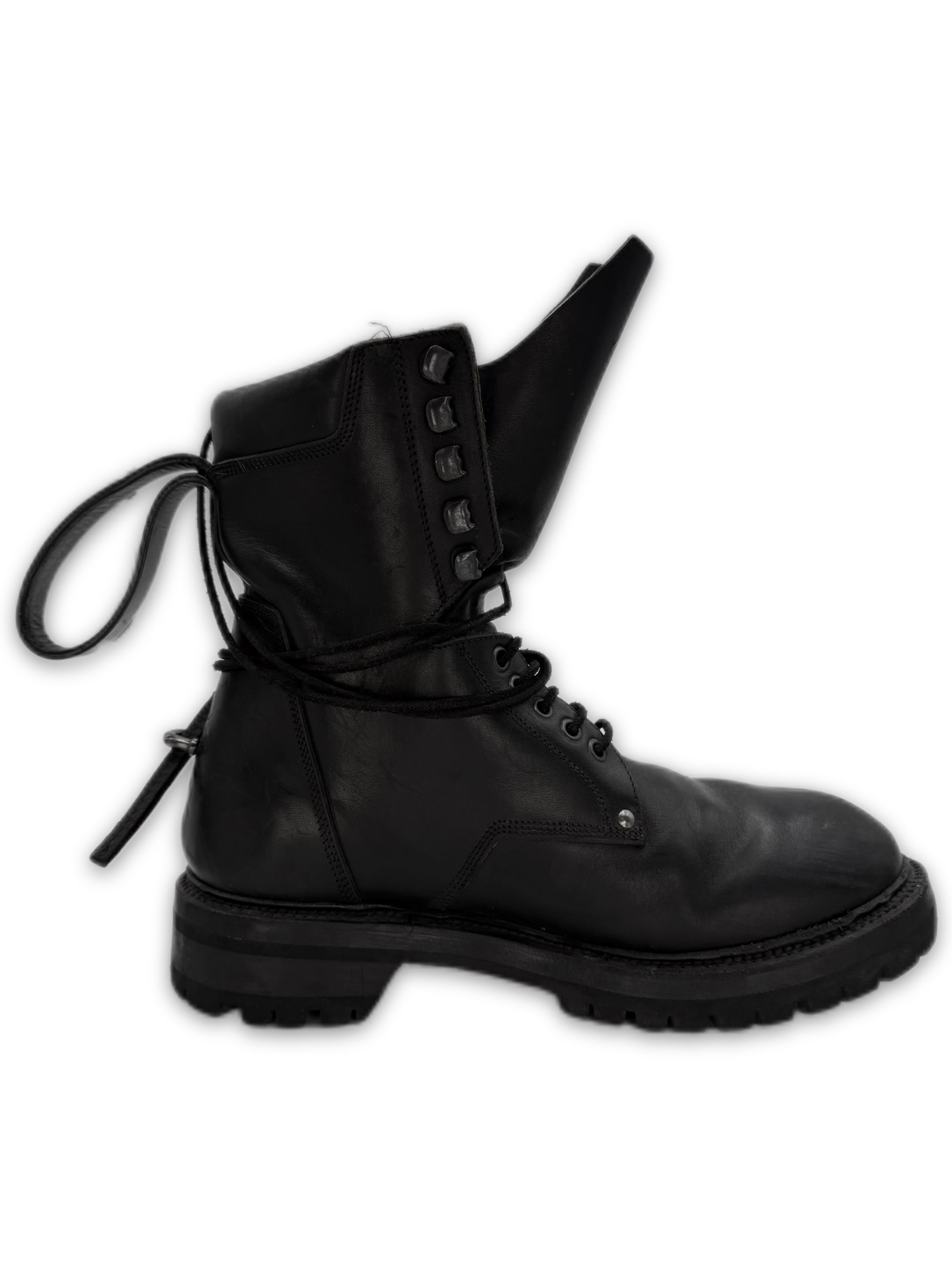 SS17 Rick Owens Cyclops Army Goodyear Black Combat Boots