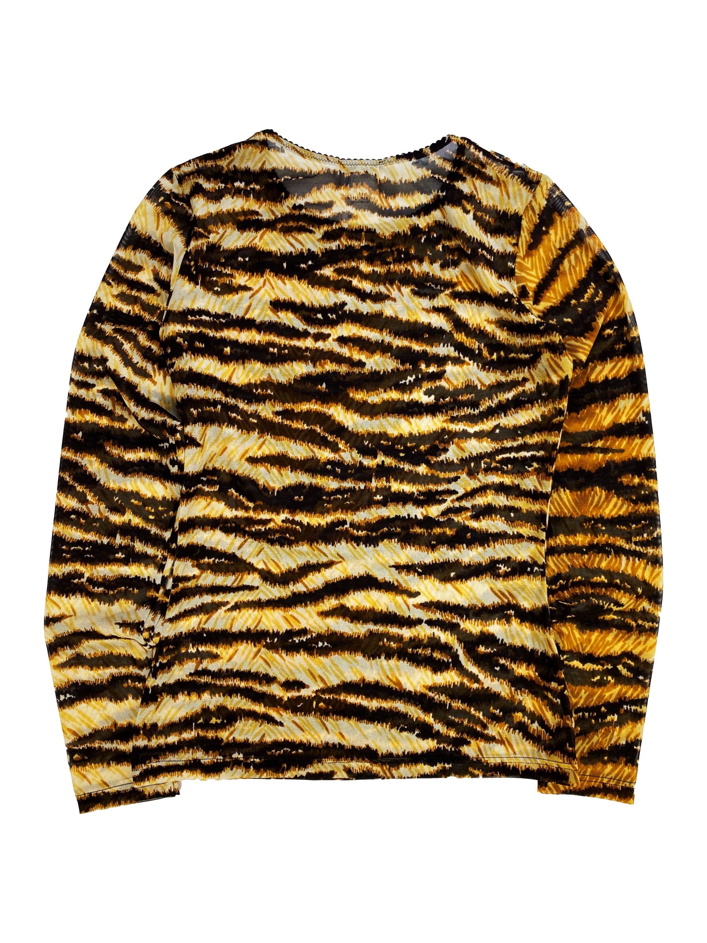 2000’s Dolce & Gabbana Mesh Tiger Print Skin Fitting Longsleeve Shirt