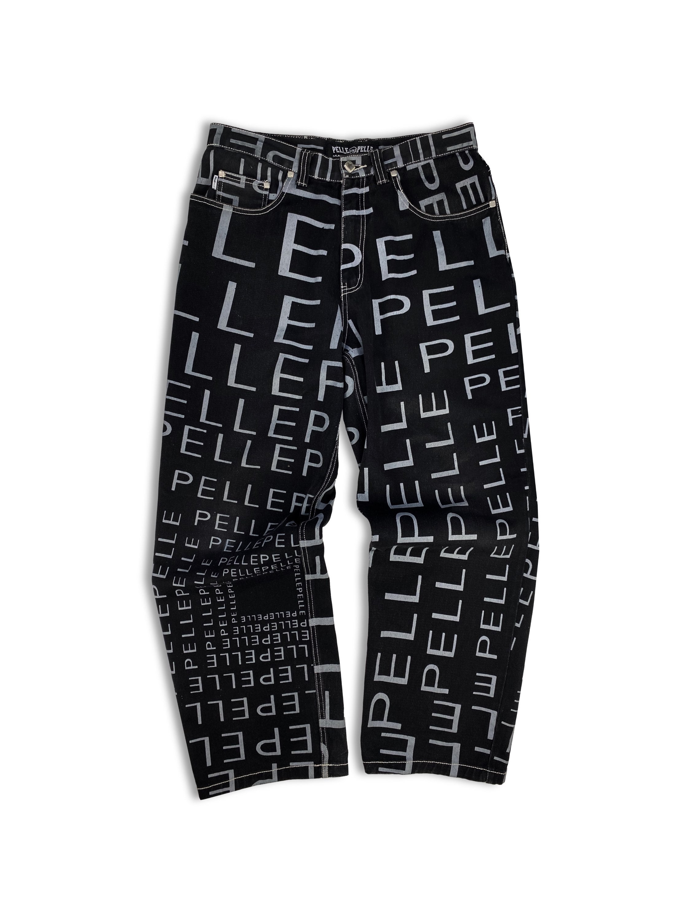 90s Pelle Pelle Heavyweight Monogram Black Denim Jeans