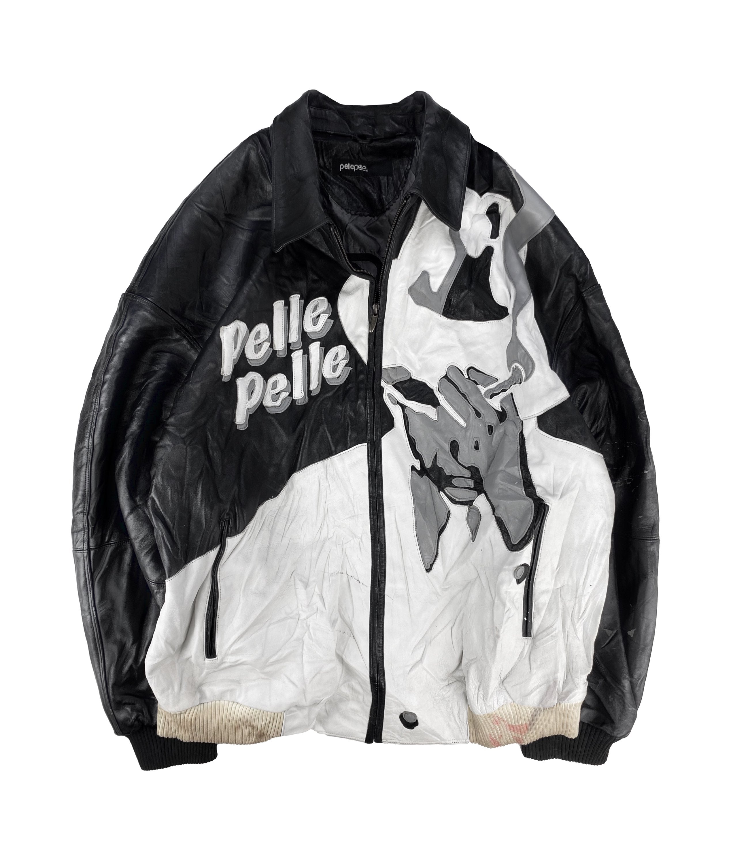 90s Pelle Pelle ‘Mugshot’ Mafia Two Tone Leather Jacket