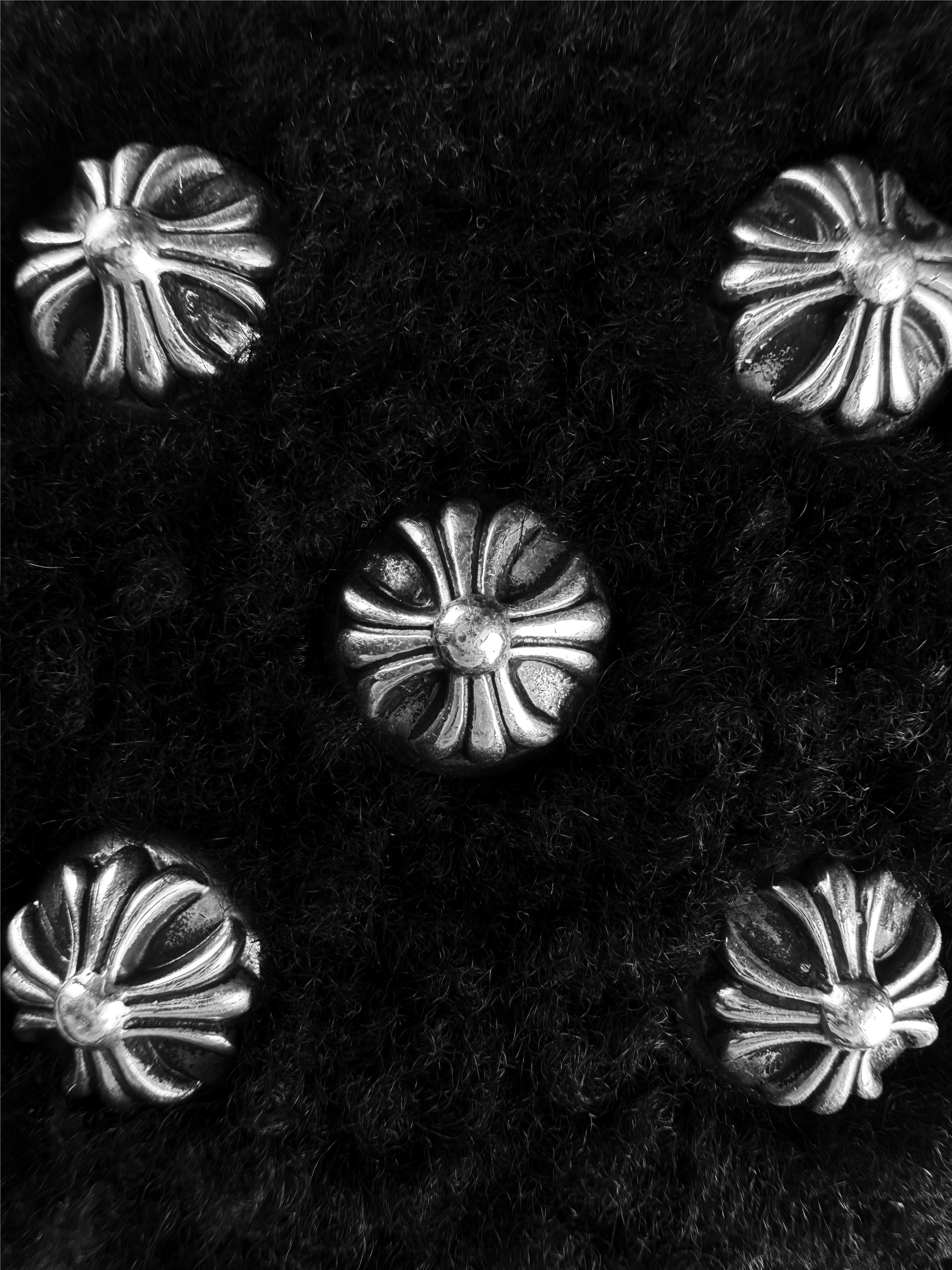 Chrome Hearts Studded Black .925 Silver Paper Chain Fuzzy Dice