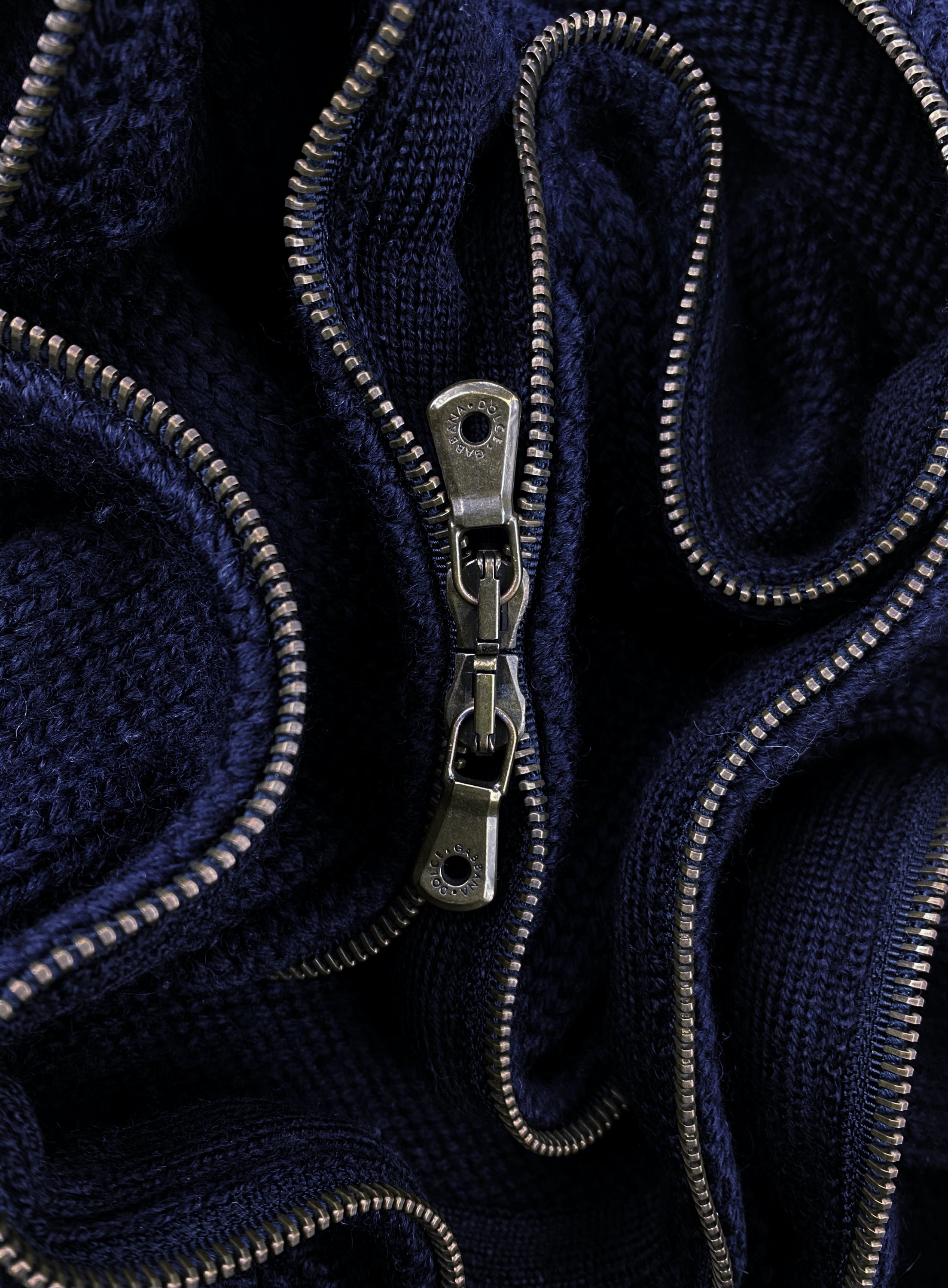 AW03 Dolce &amp; Gabbana ‘Spiral Zip’ Heavy Weave Knitted Turtleneck