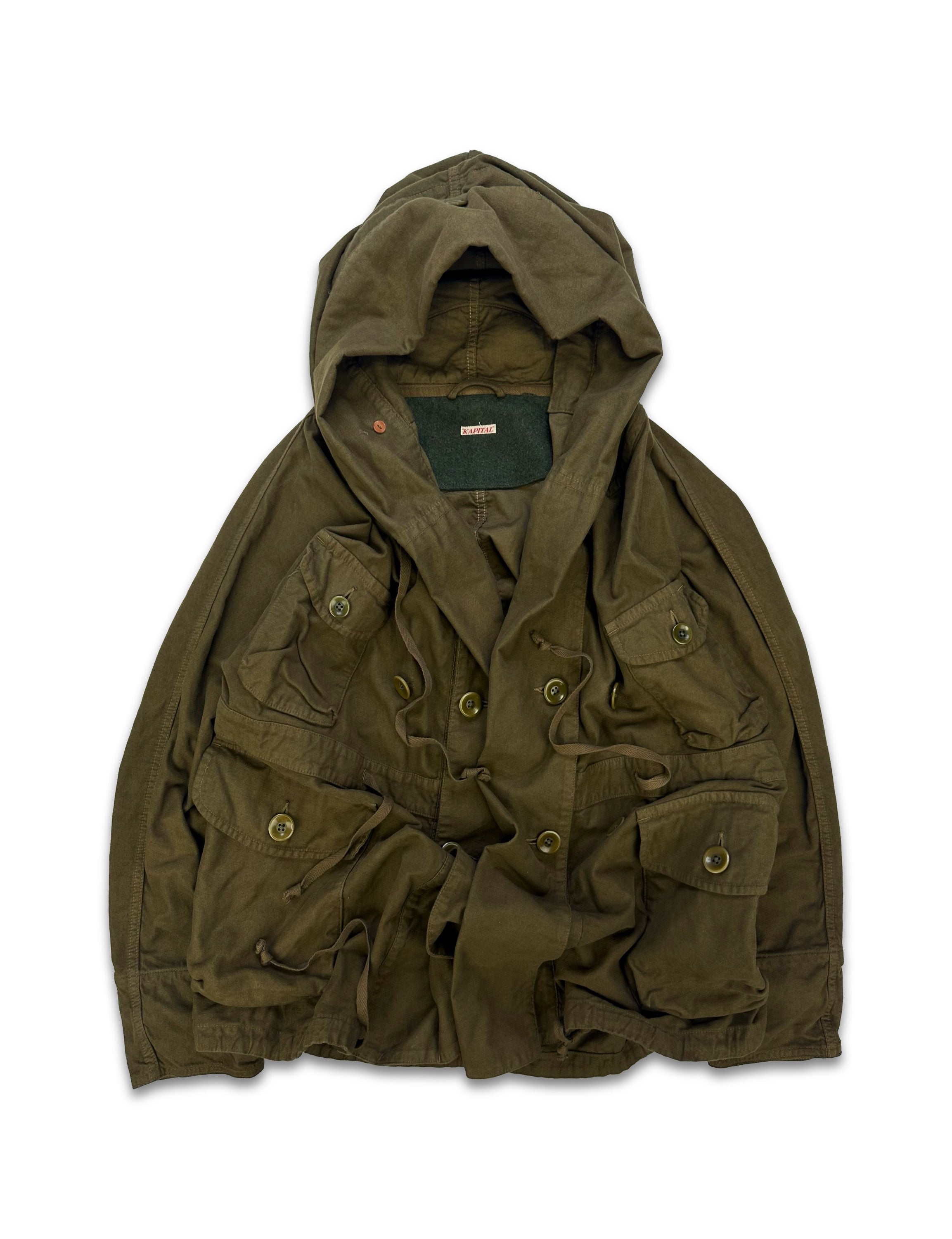Kapital ‘Katsuragi’ Olive Green Multi Cargo Pocket Ring Jacket