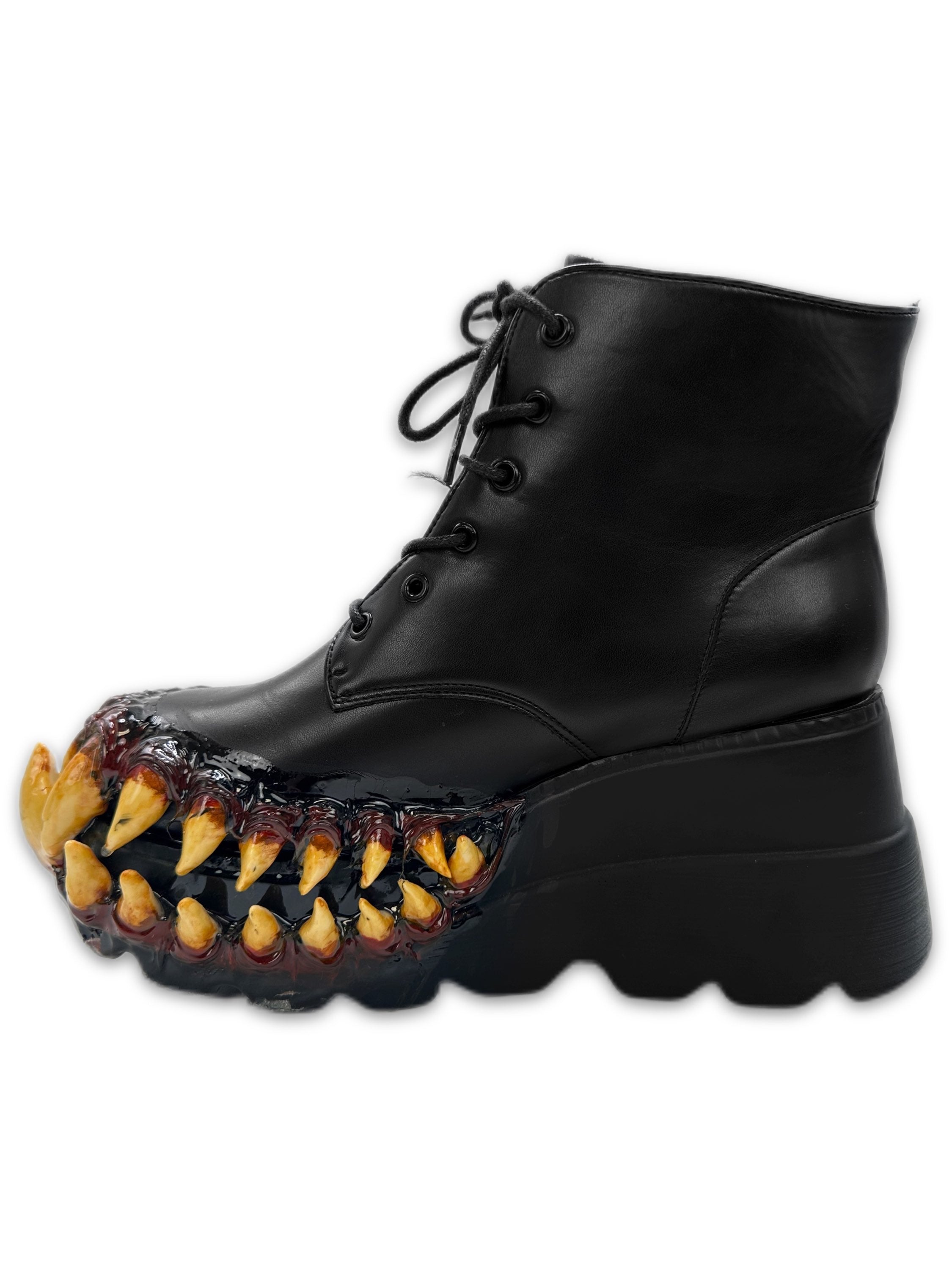 A.M Nightmare ‘Hellhound’ Black Faux Leather Platform Boots