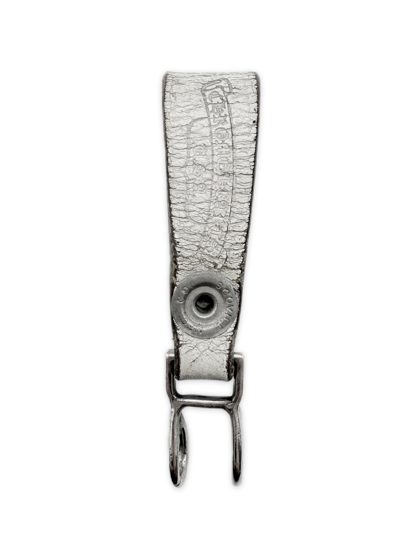 Chrome Hearts White Leather Plus Button Belt Loop Keychain