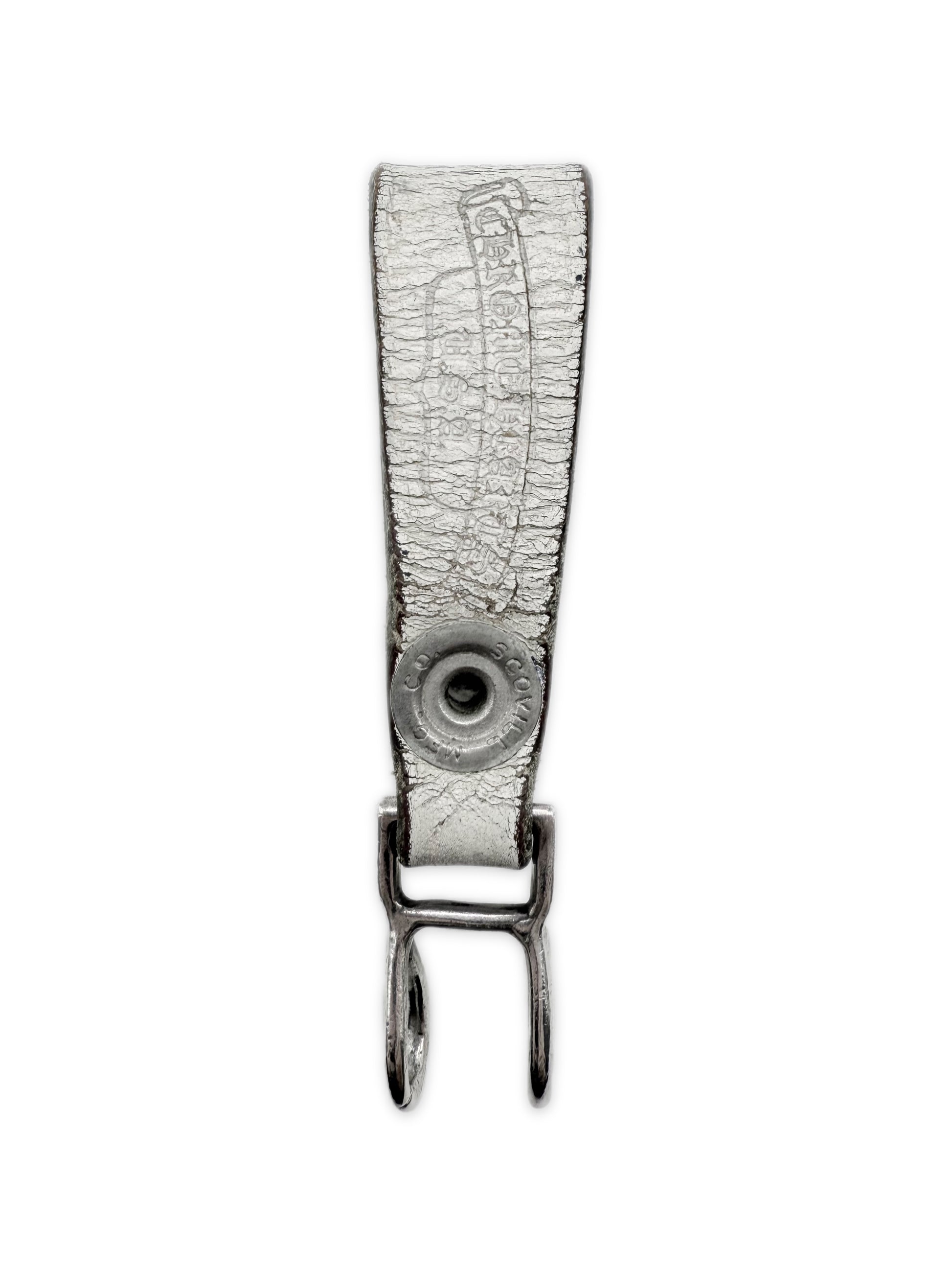 Chrome Hearts White Leather Plus Button Belt Loop Keychain