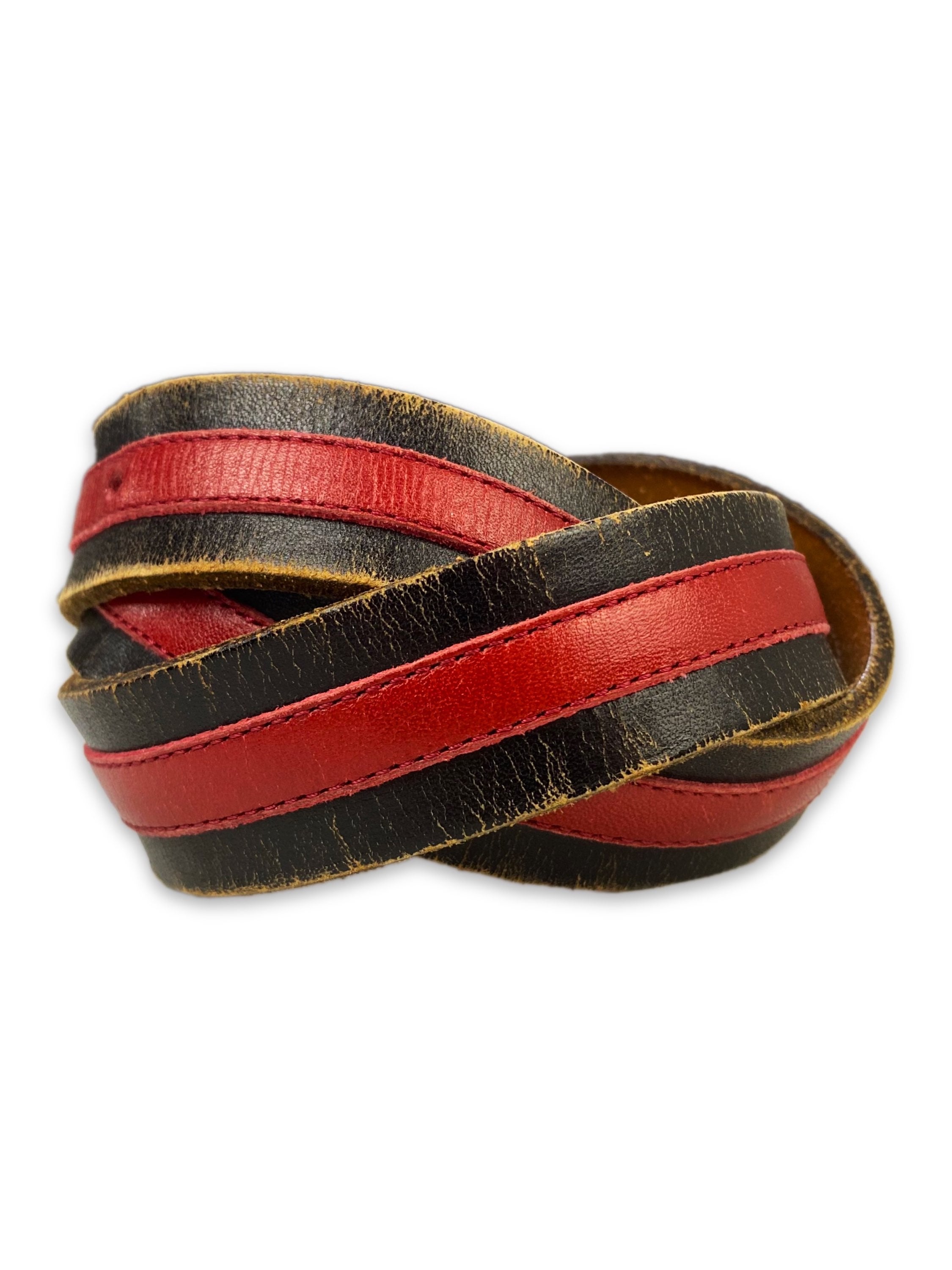 00s Comme Des Garçons Homme Striped Silver Buckle Leather Belt