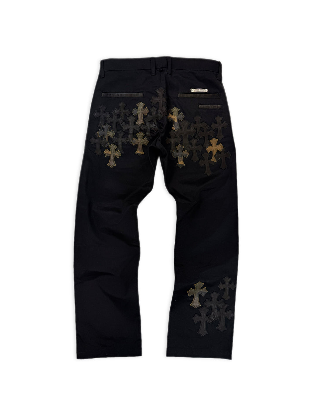 Chrome Hearts 40 Leather Camo Cross Patch Black Chino .925 Silver Pants