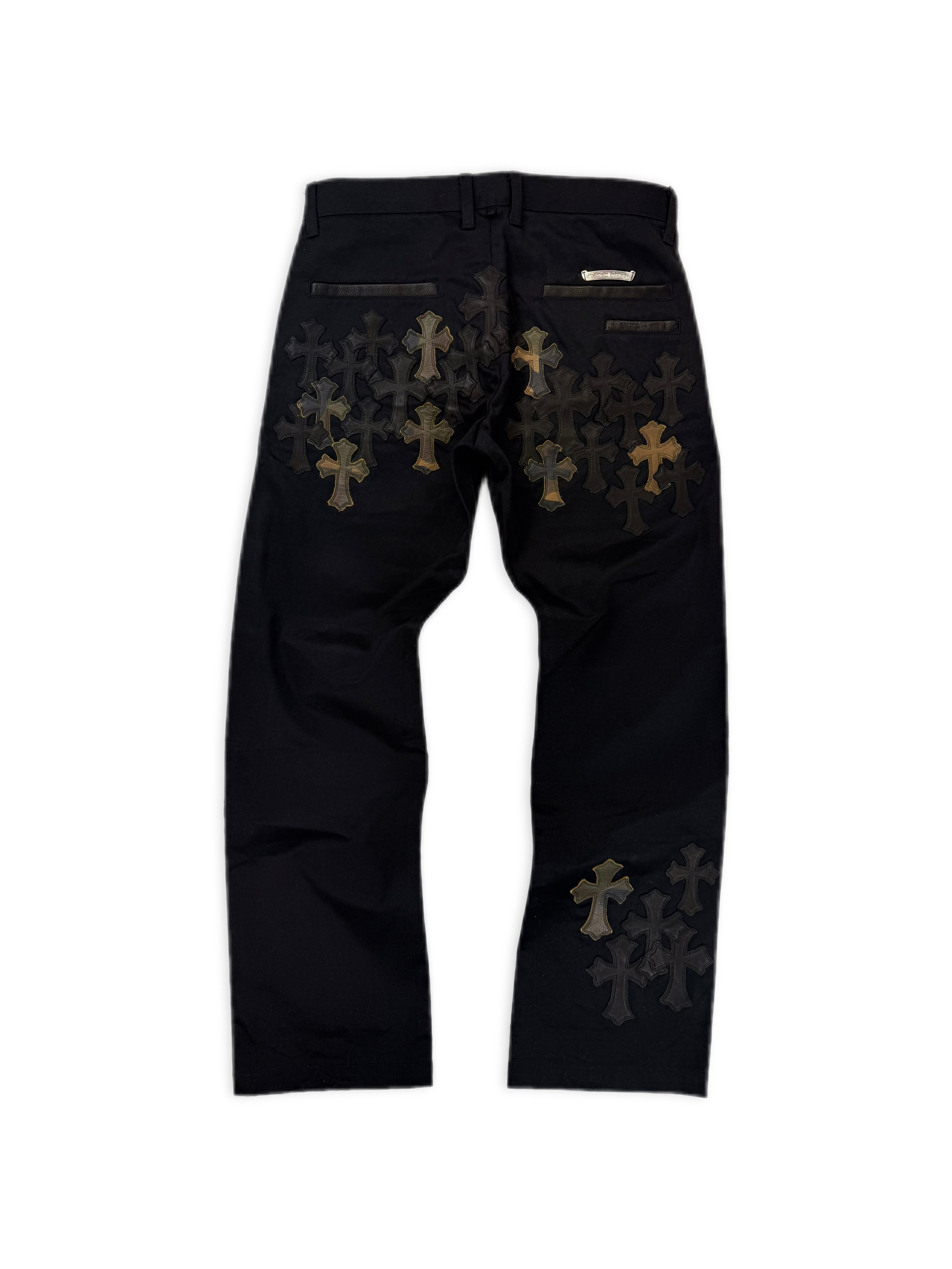 Chrome Hearts 40 Leather Camo Cross Patch Black Chino .925 Silver Pants