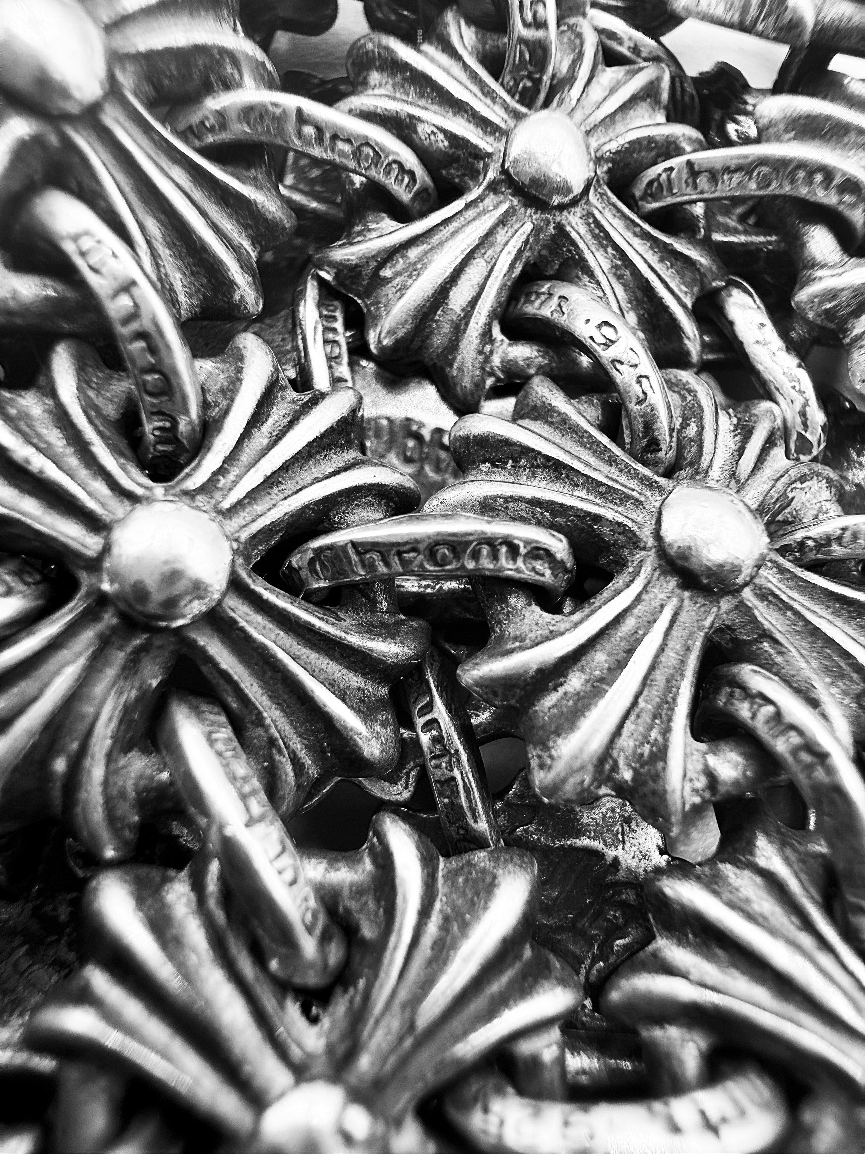 Chrome Hearts Plus Monogram Chain Mail .925 Silver Cuff Bracelet