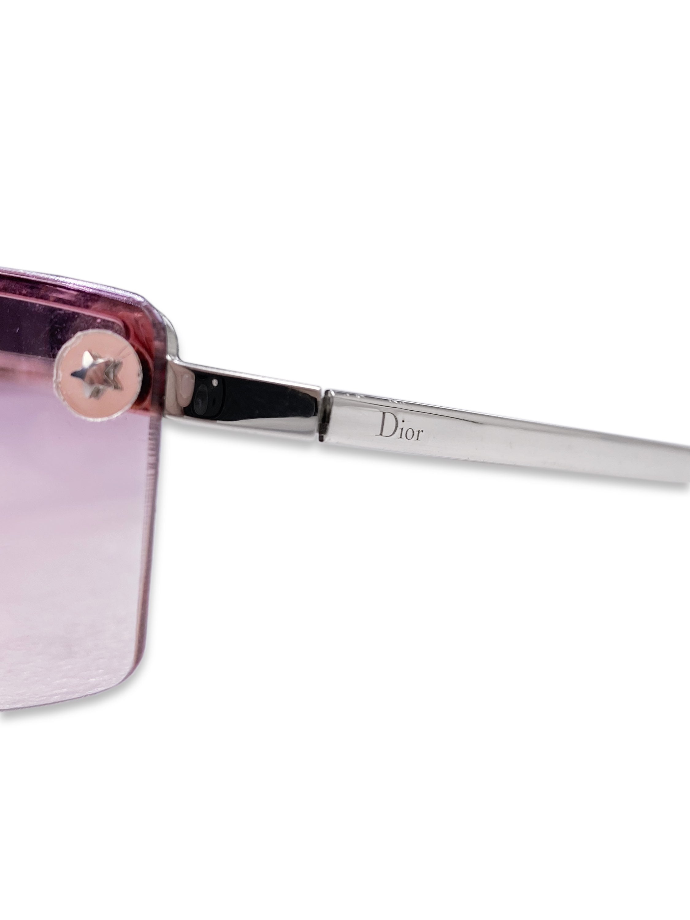 Dior Rose Tint Metallic Star Motif Etched Logo Sunglasses
