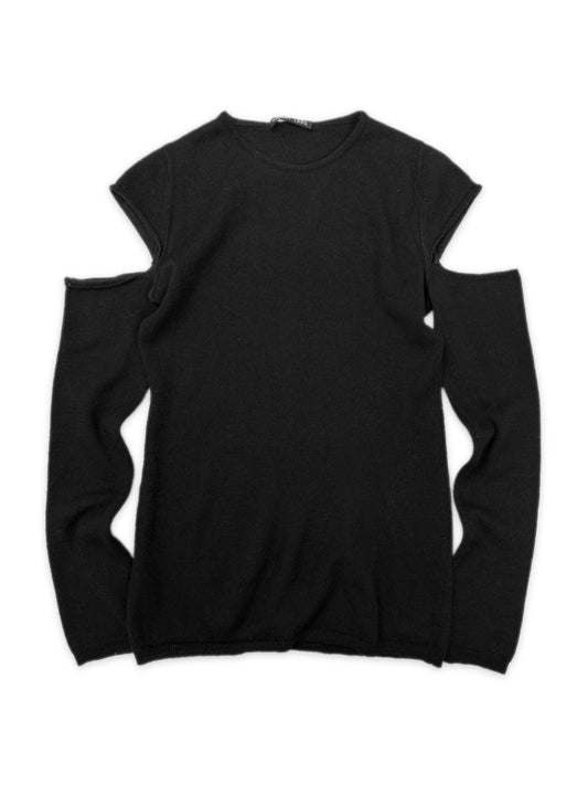 90s Helmut Lang ‘Cut Out’ Shoulder Black Knitted Sweater