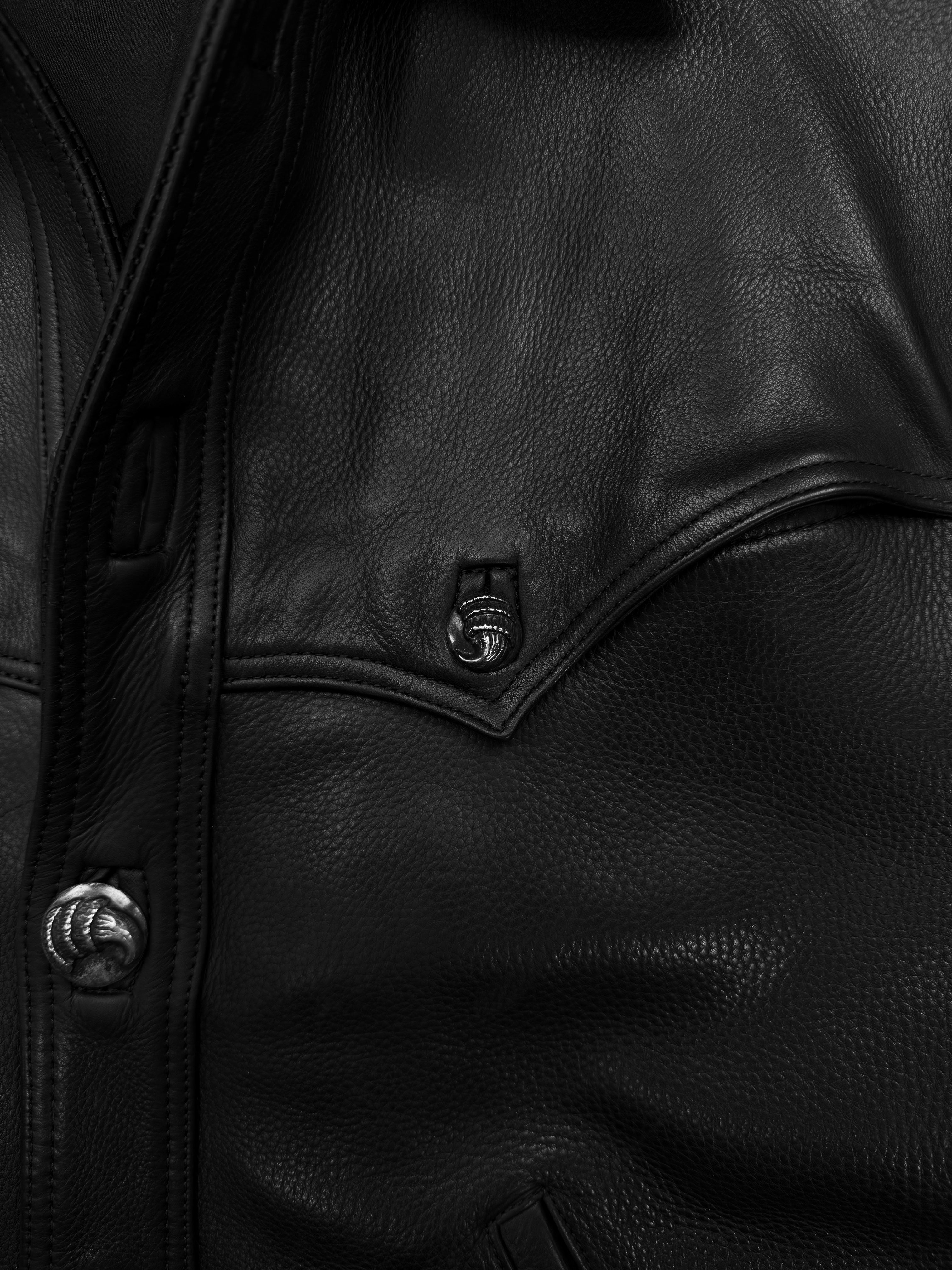 1993 Chrome Hearts Talon Button Leather Moto Fleur Jacket