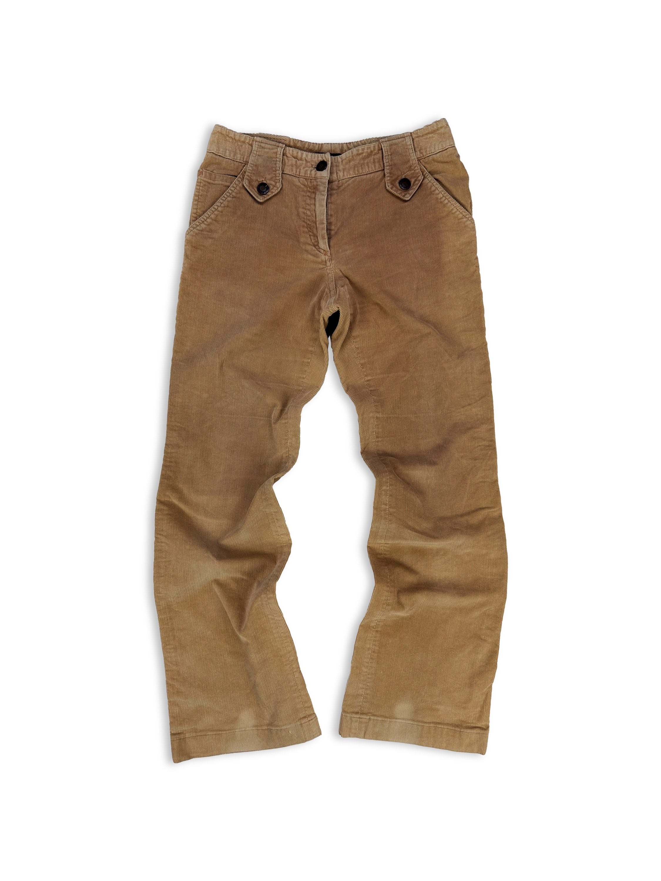 00s Dolce &amp; Gabbana Tan Corduroy Back Buckle Pants