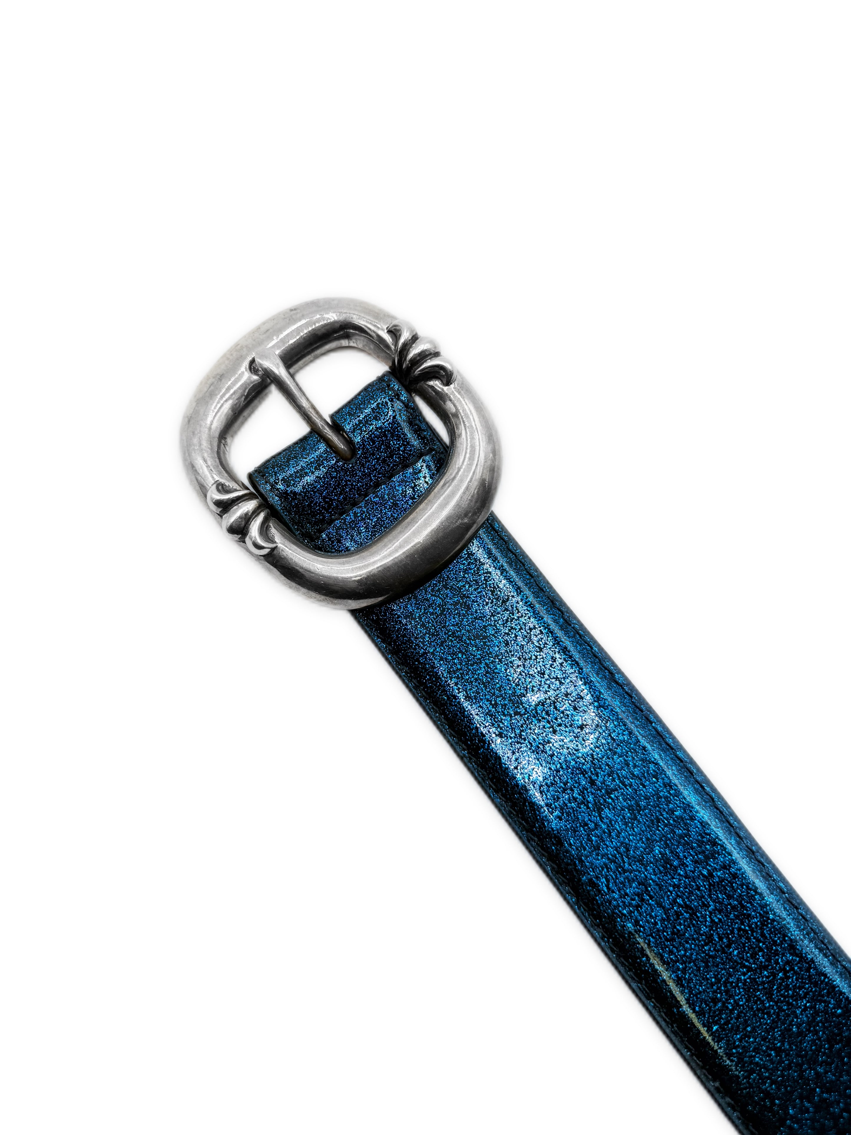 Chrome Hearts Galaxy Gunslinger St Barths Exclusive Blue Leather Belt